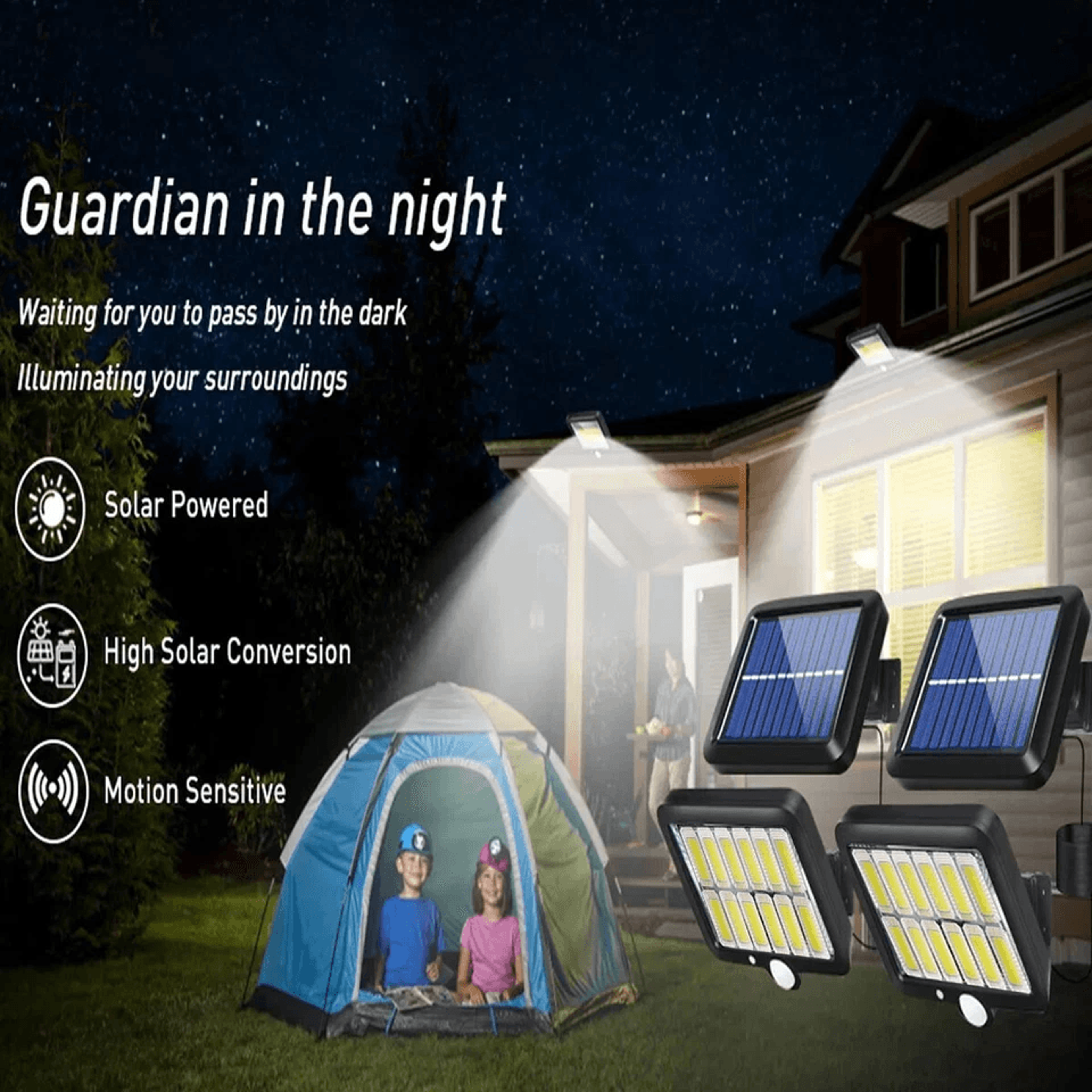 LED Solar Street Light Outdoor Wall Security Flood Lamp With Motion Sensor COB Waterproof Light For 2