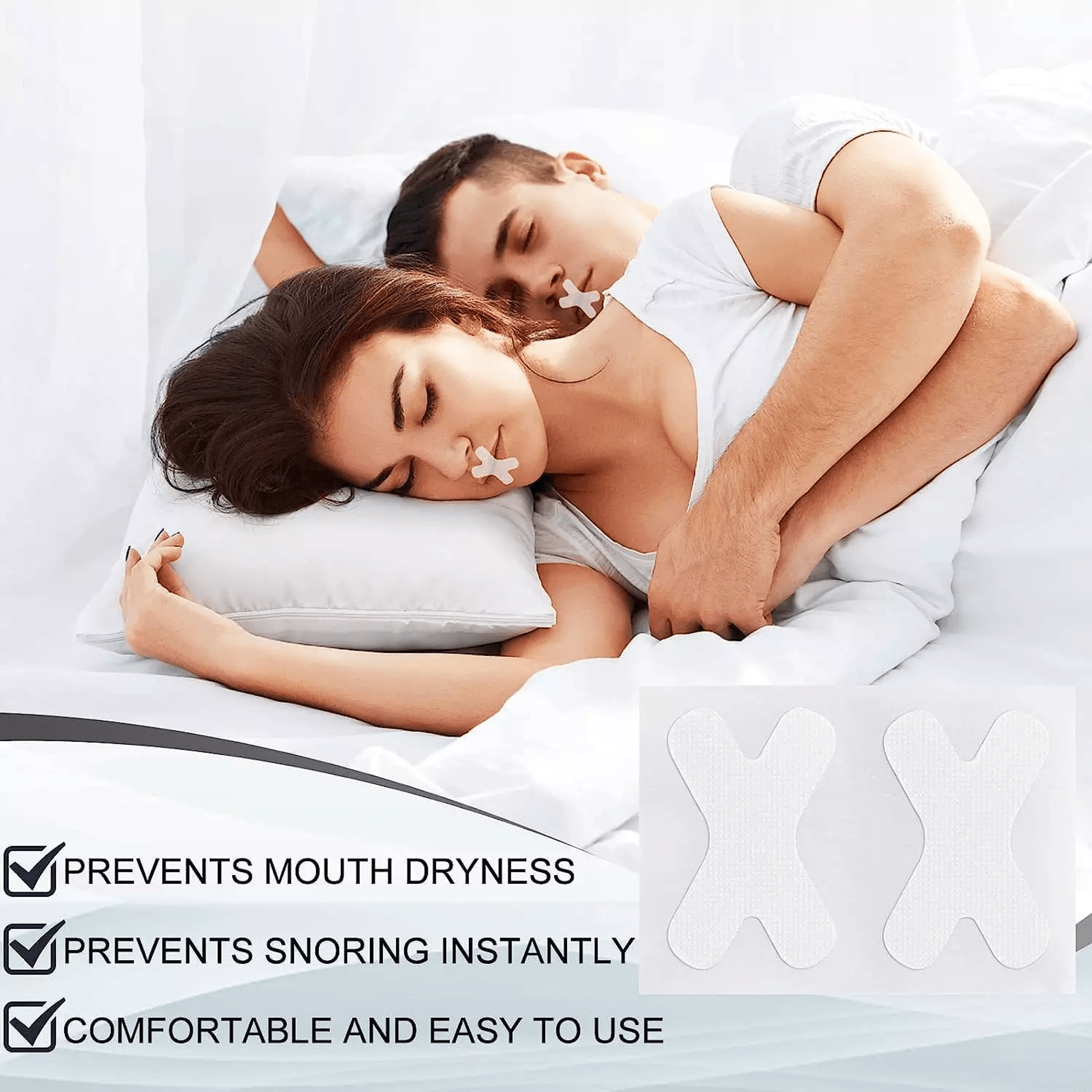 100pcs gentle mouth tape – hypoallergenic anti-snoring strips for nasal breathing & sleep aid