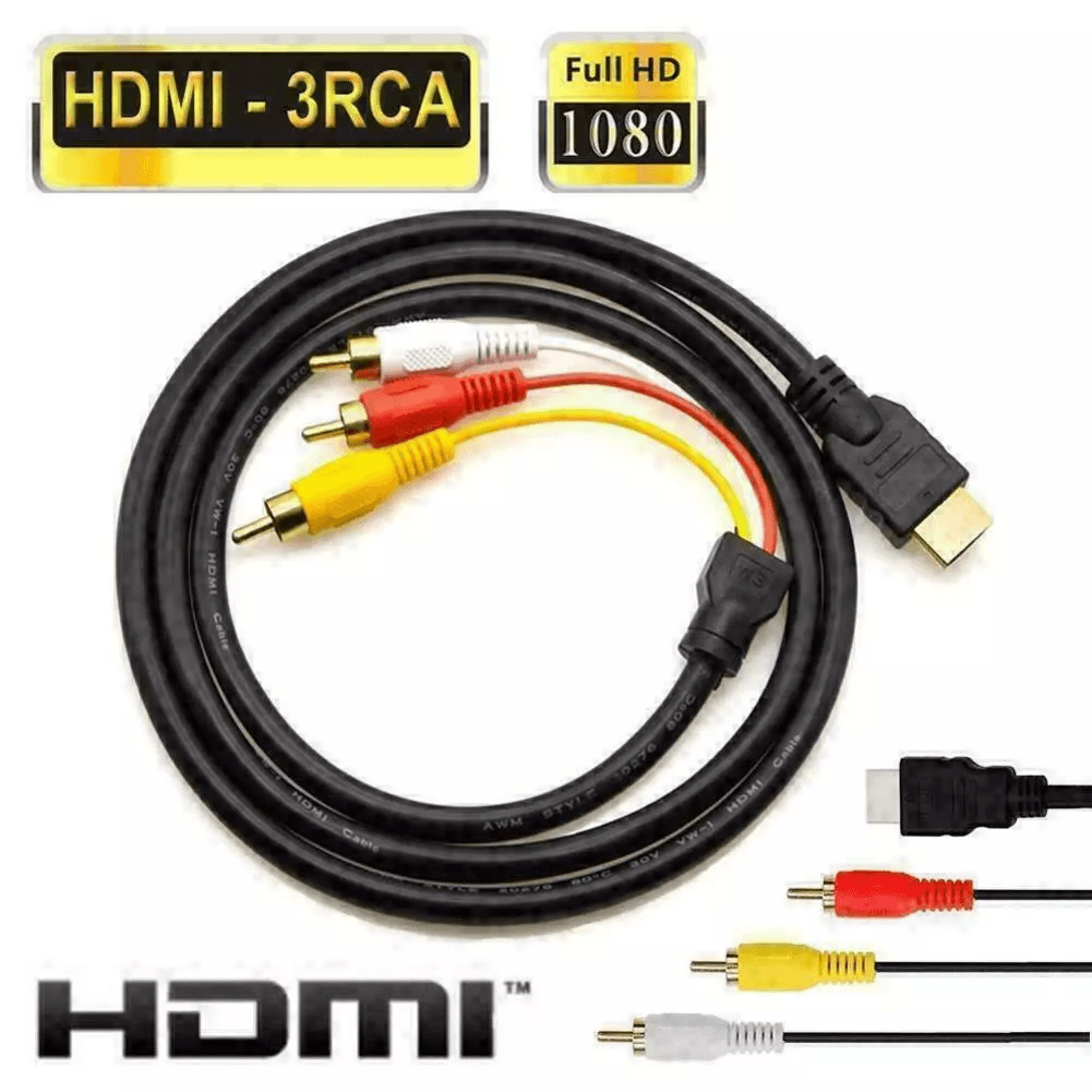 5ft hdmi male to 3 rca video audio av adapter cable – 1080p hdtv transmitter