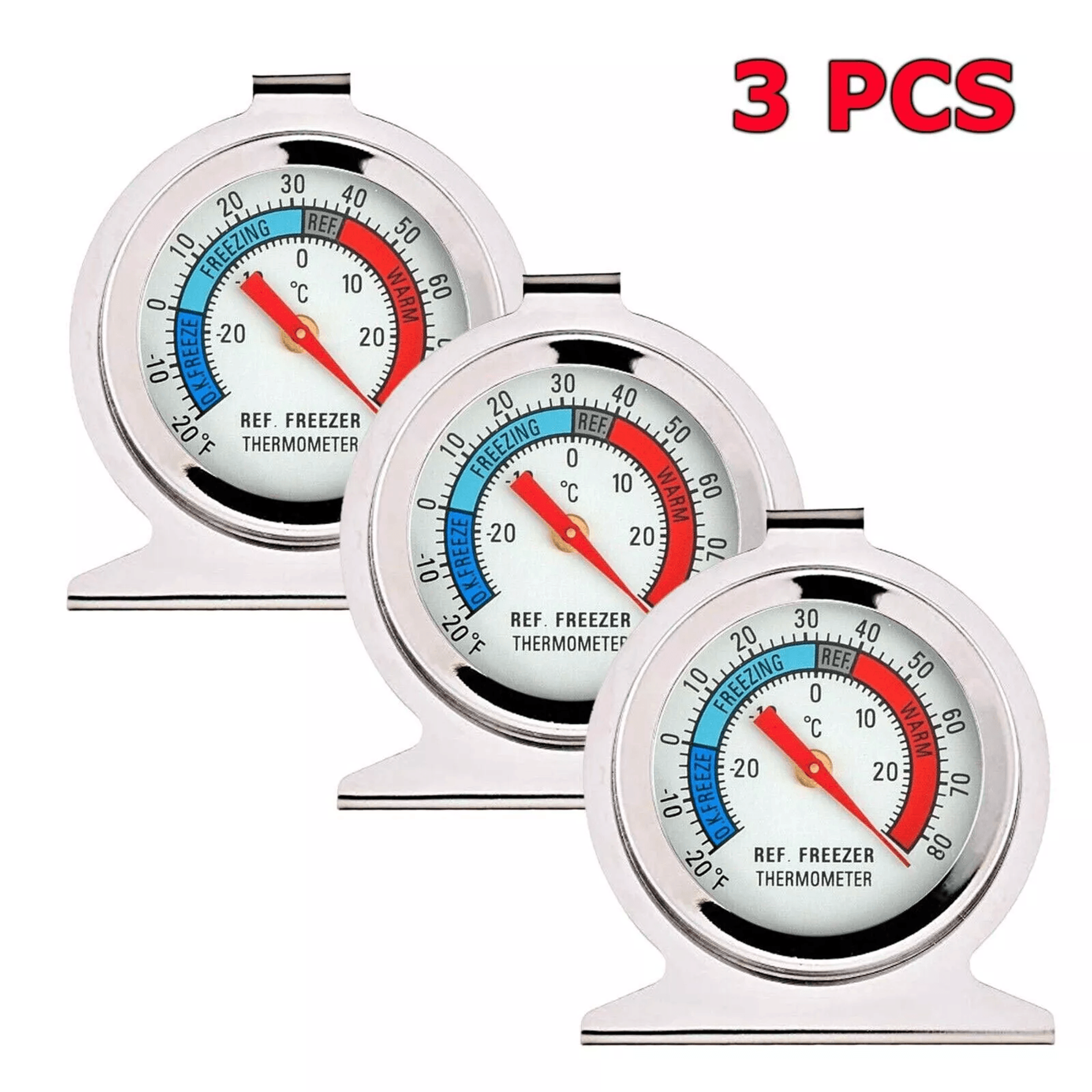 Stainless Steel Refrigerator Freezer Thermometer Dial Type Fridge Temperature Gauge With Hang Stand 5