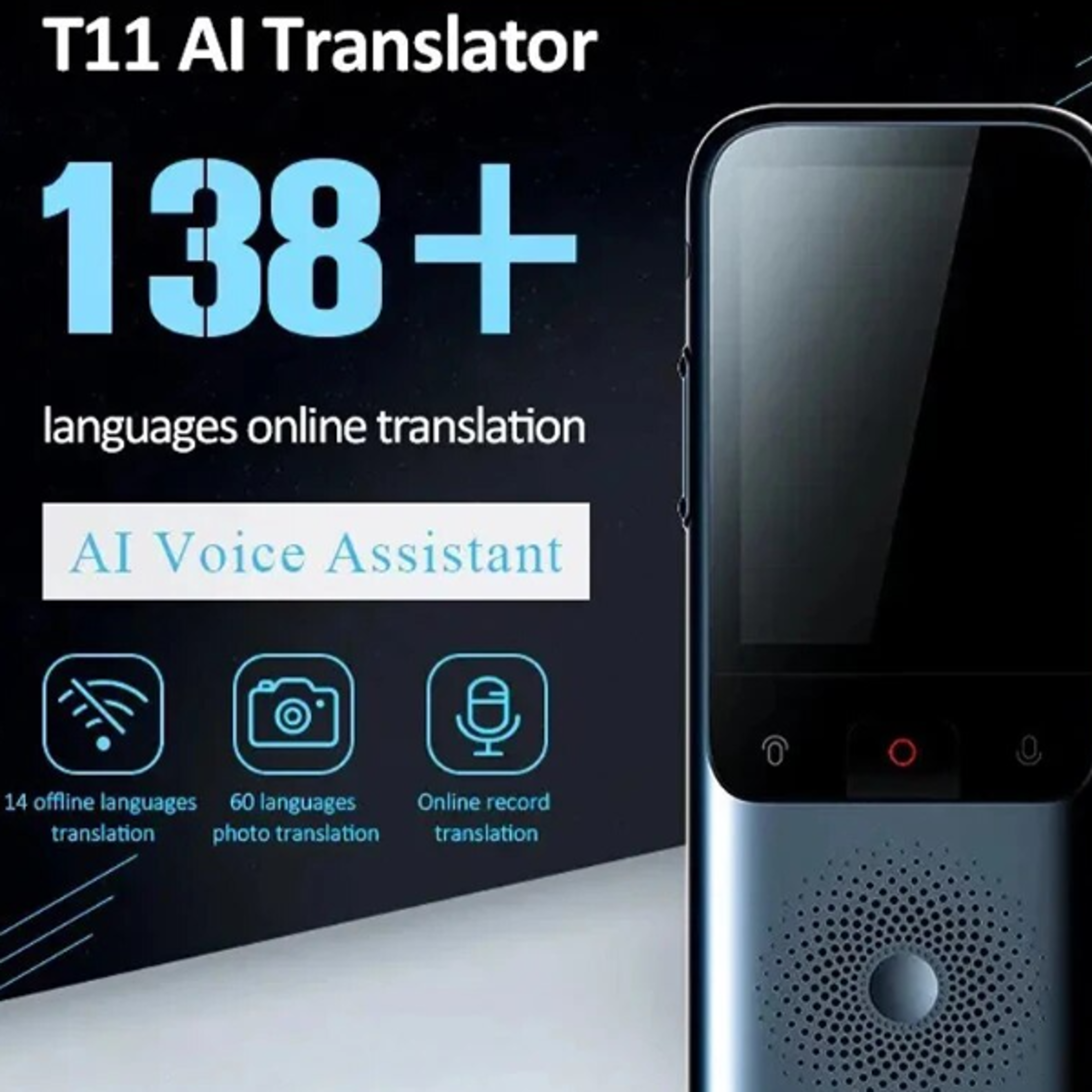 smart translator device ai-powered voice & image language translator for 138 languages