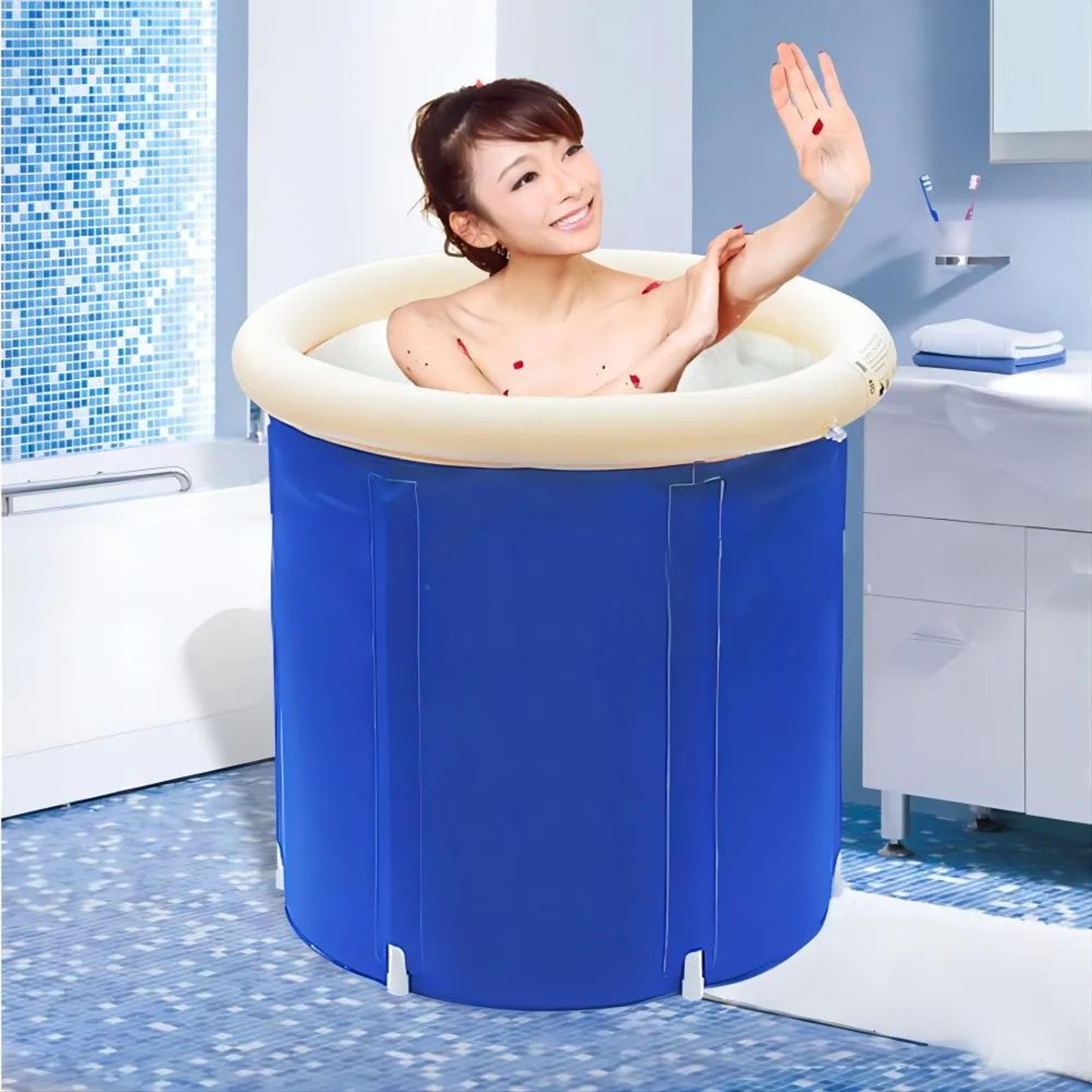 ice bath portable collapsible bathtub, thicken large adult inflatable bath bucket for outdoor water therapy