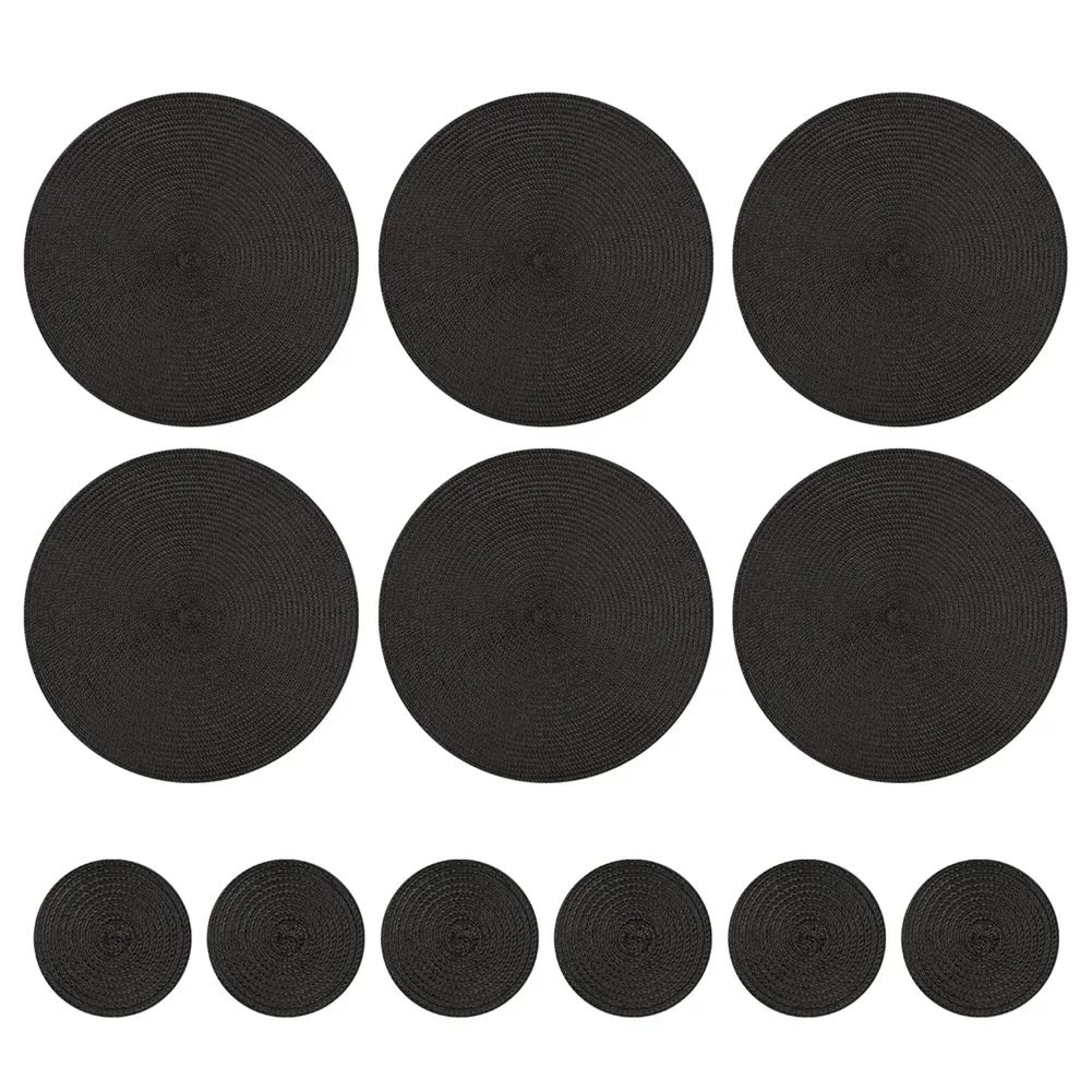 Set Of 6 Round Placemats And Coasters Braided Woven Table Mats Washable Heat Resistant For Dining K 10