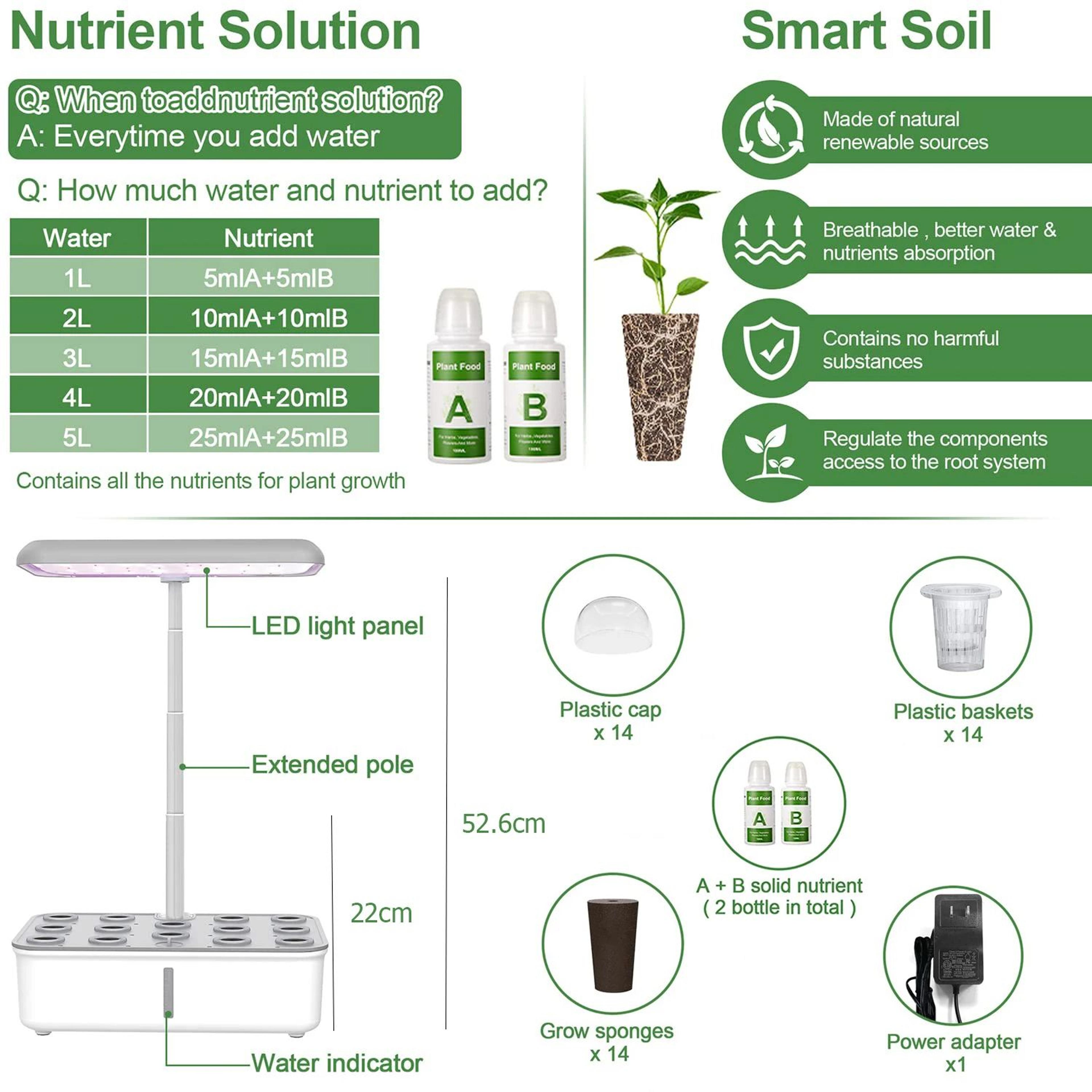 Hydroponics Growing System With LED Grow Light And Auto Pump Smart Indoor Gardening System Herb Gar 5