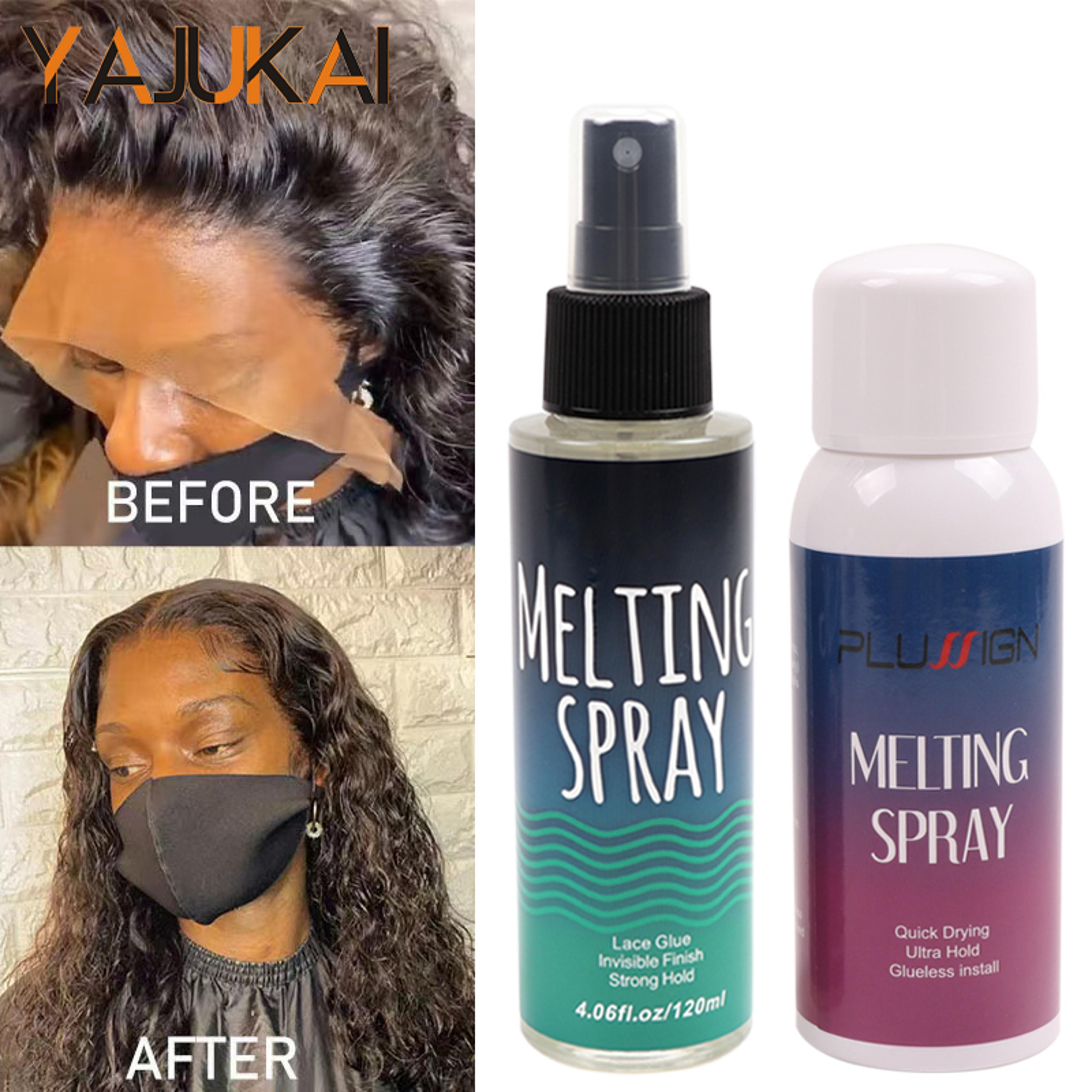 120ml lace melting spray for wigs, seamless wig glue spray & invisible lace adhesive strong hold lace melting spray