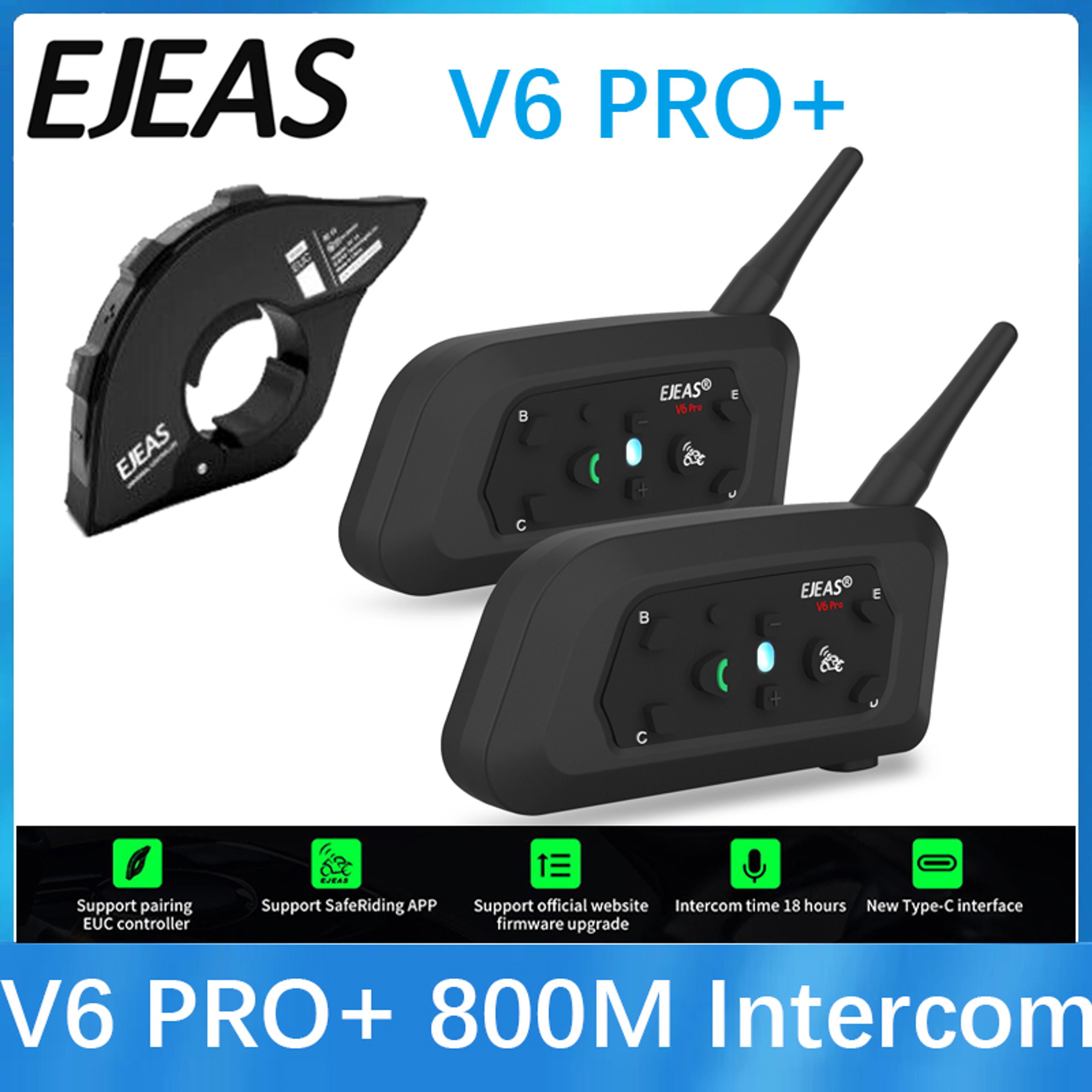 ejeas v6 pro plus bluetooth motorcycle helmet intercom headset 6-rider waterproof bt communicator system