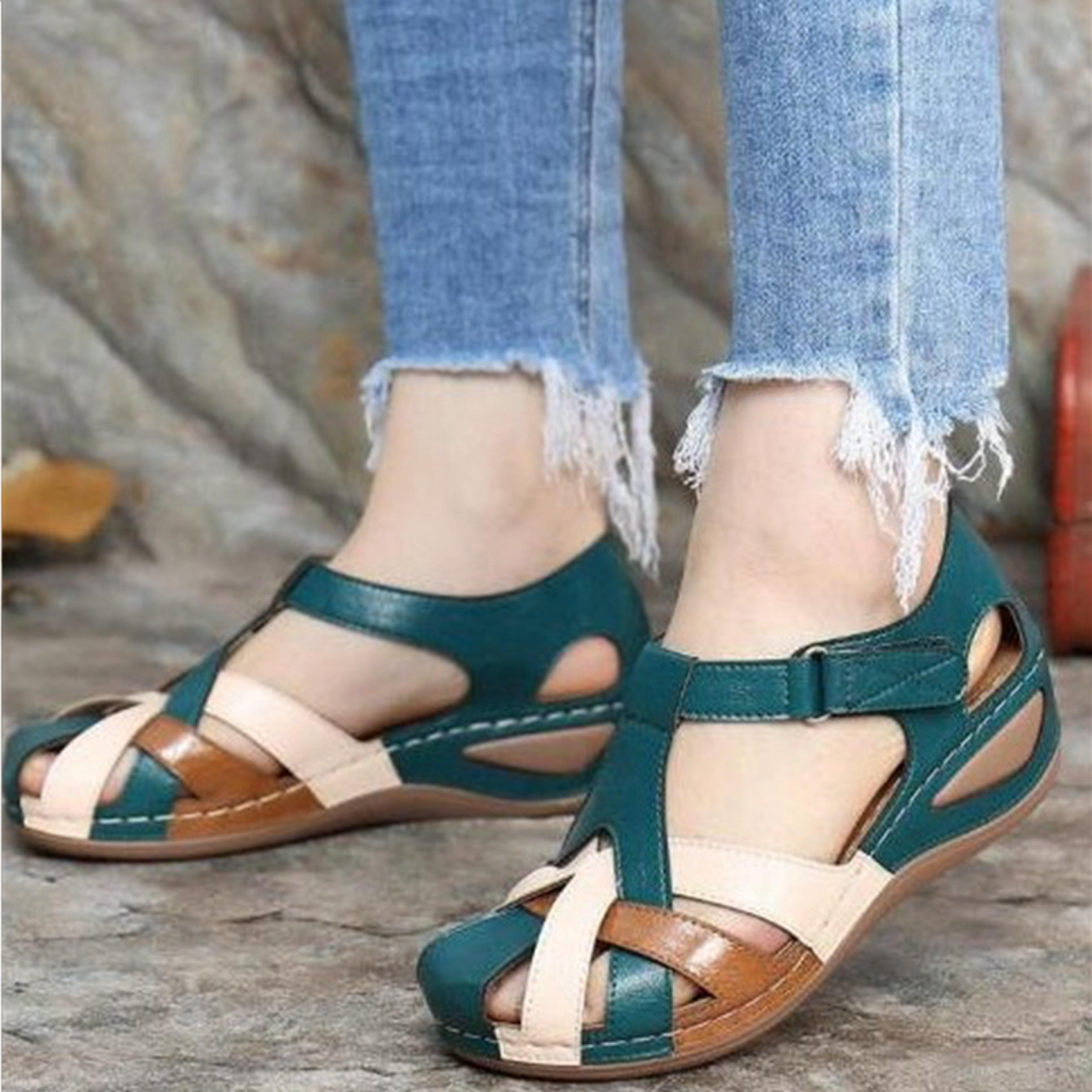 womens summer roman sandals flat beach flip flops & casual mules
