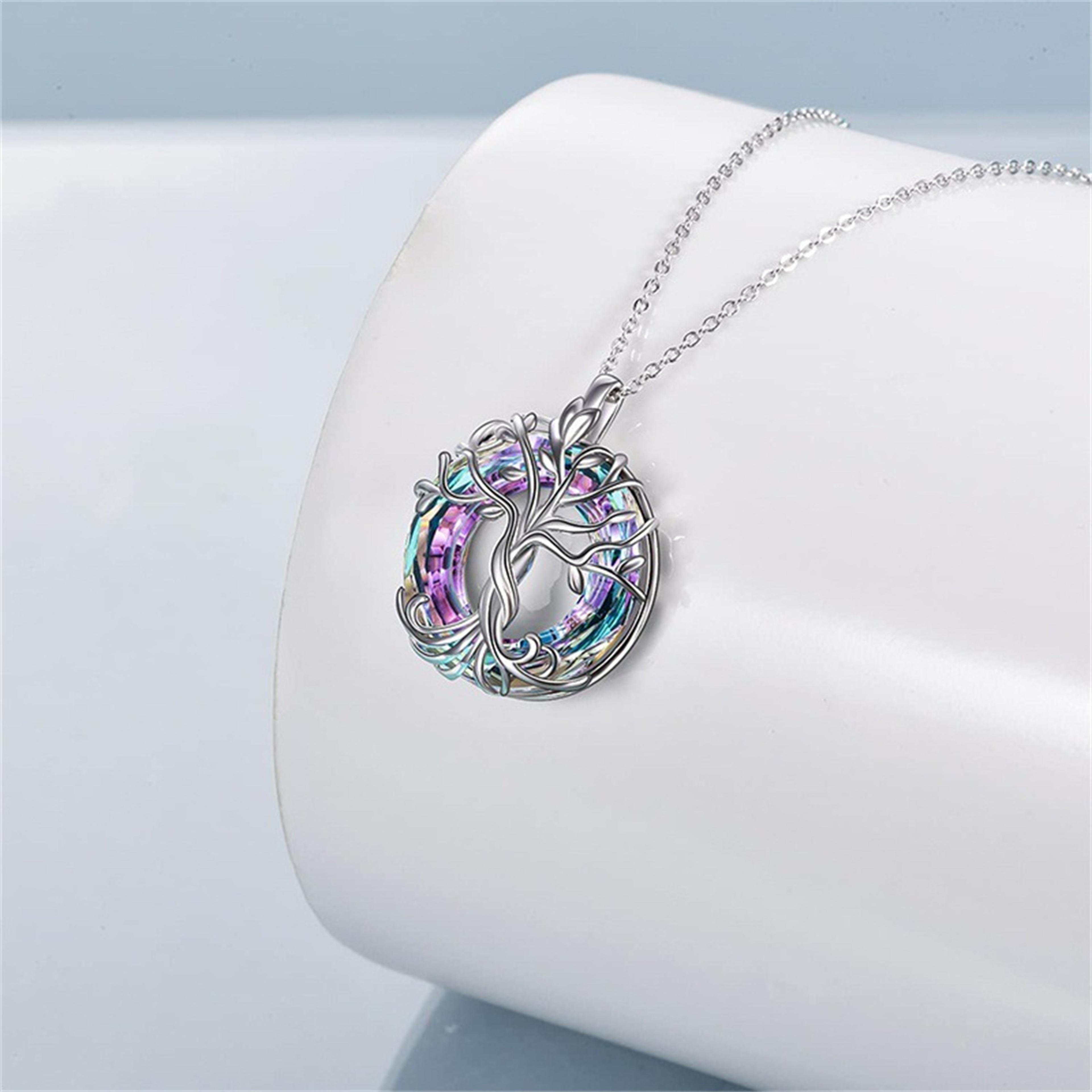 Exquisite Celtic Family Tree Necklace Circle Crystal Tree Of Life Jewelry Meaningful Gift For Women 3