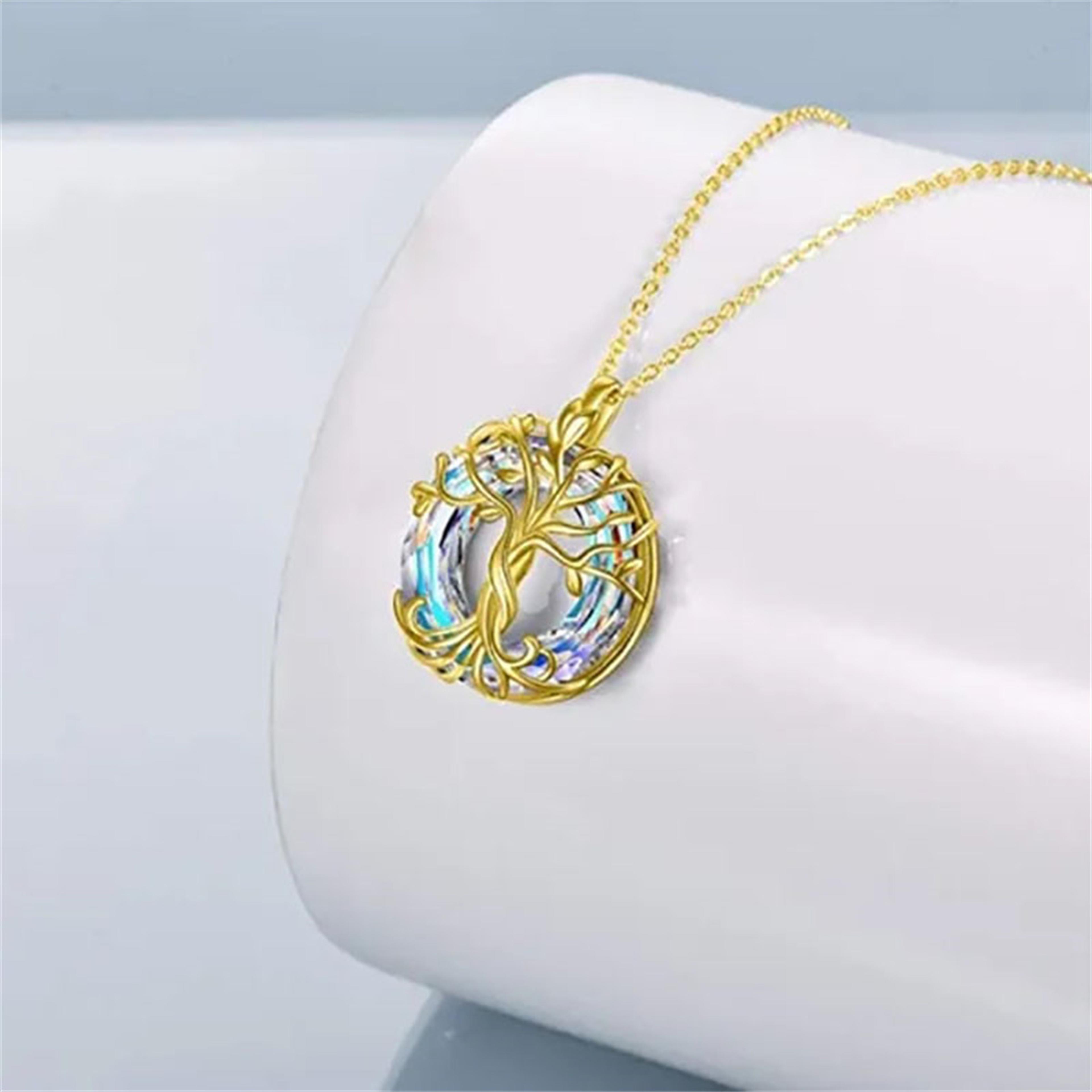 Exquisite Celtic Family Tree Necklace Circle Crystal Tree Of Life Jewelry Meaningful Gift For Women 4
