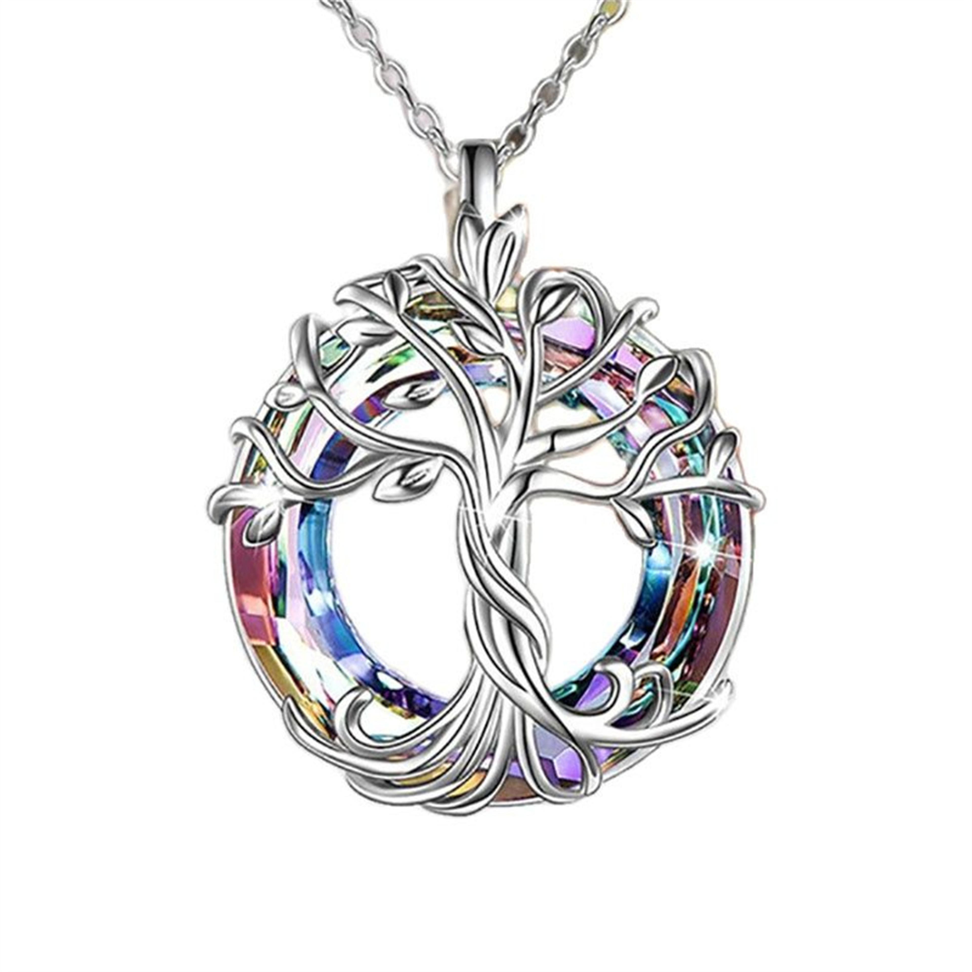 Exquisite Celtic Family Tree Necklace Circle Crystal Tree Of Life Jewelry Meaningful Gift For Women 7