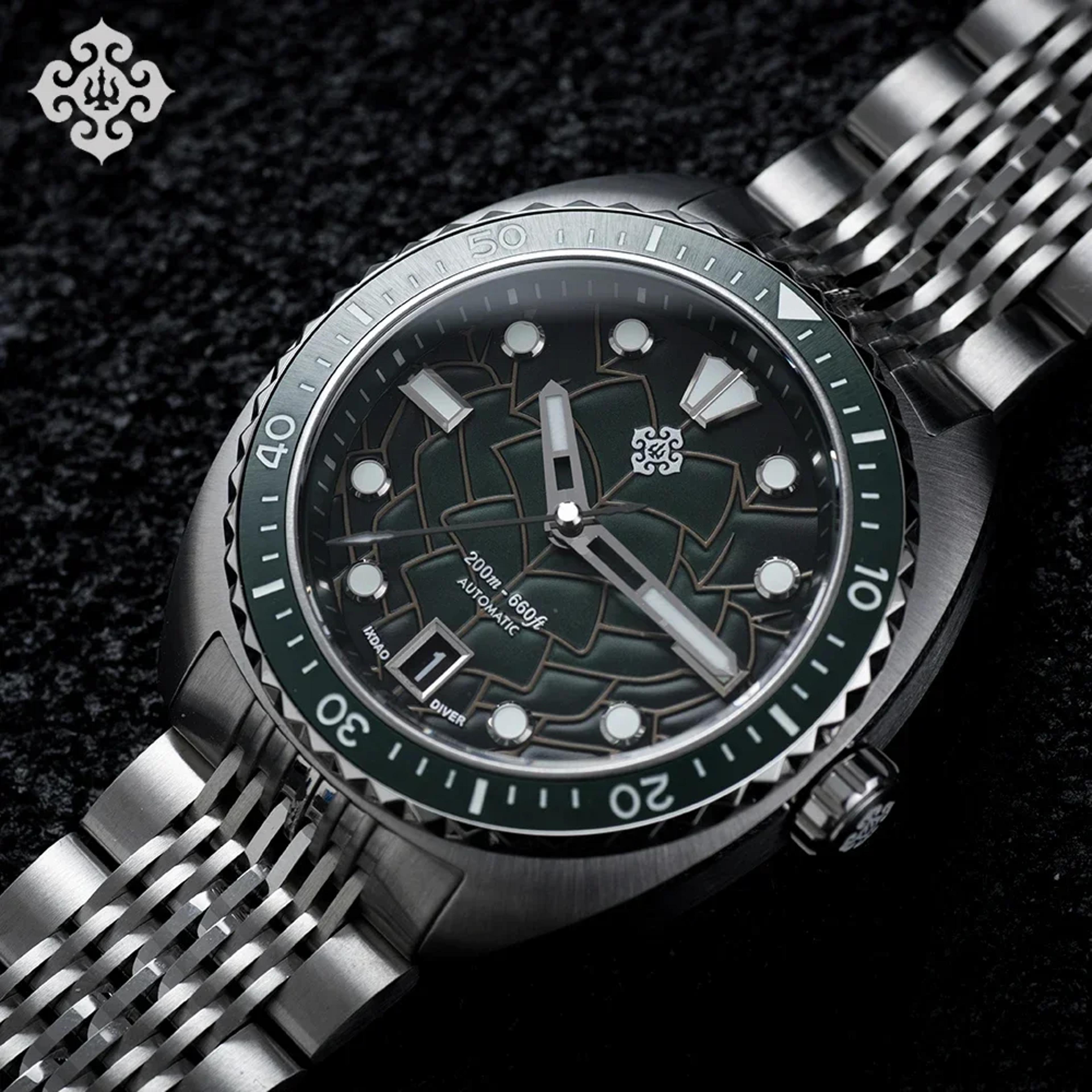 new men automatic mechanical watch, dragon scale pattern diving watch, 20bar stainless steel bwg 9 reloj hombre