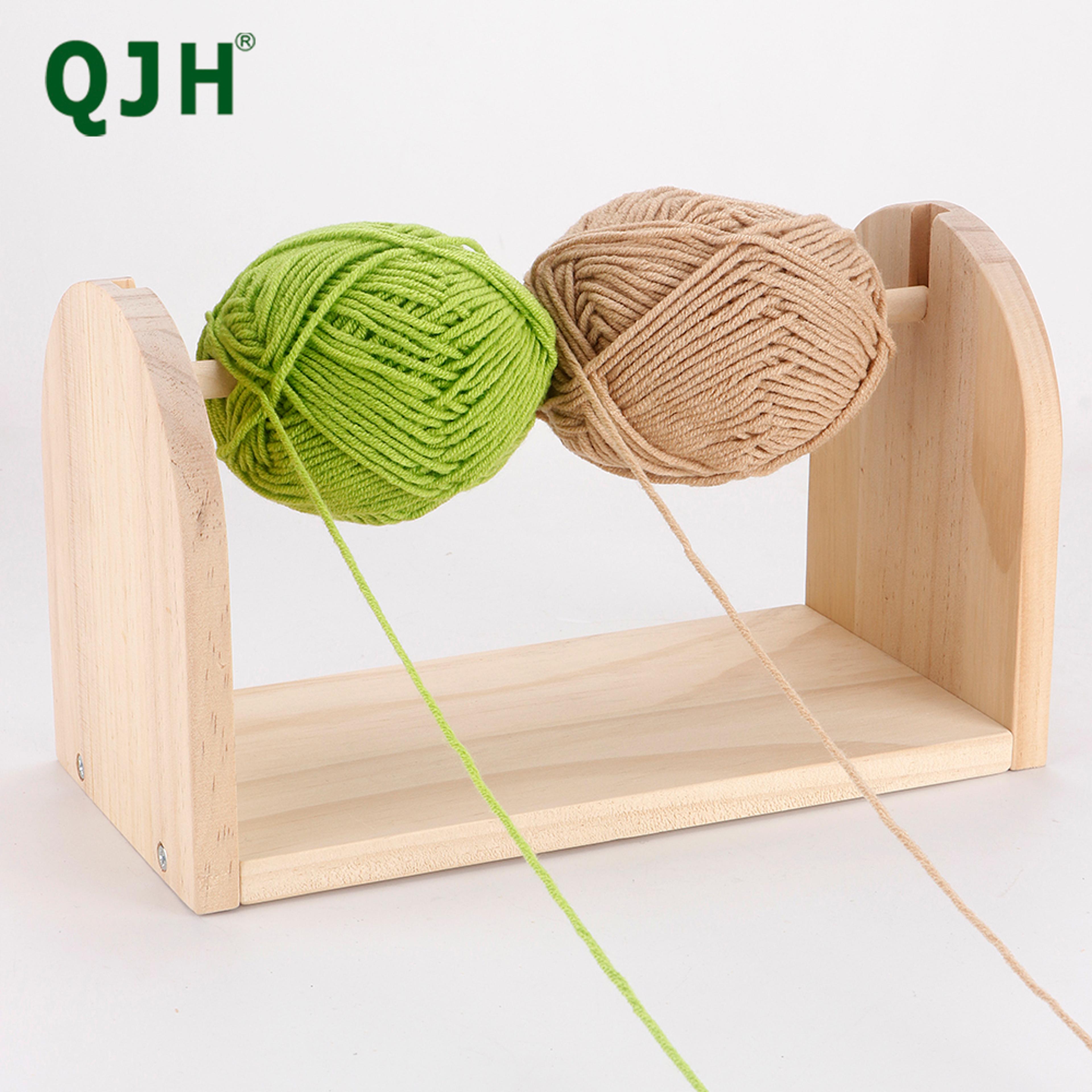 wooden crochet yarn holder revolving yarn ball storage for knitting and crafting