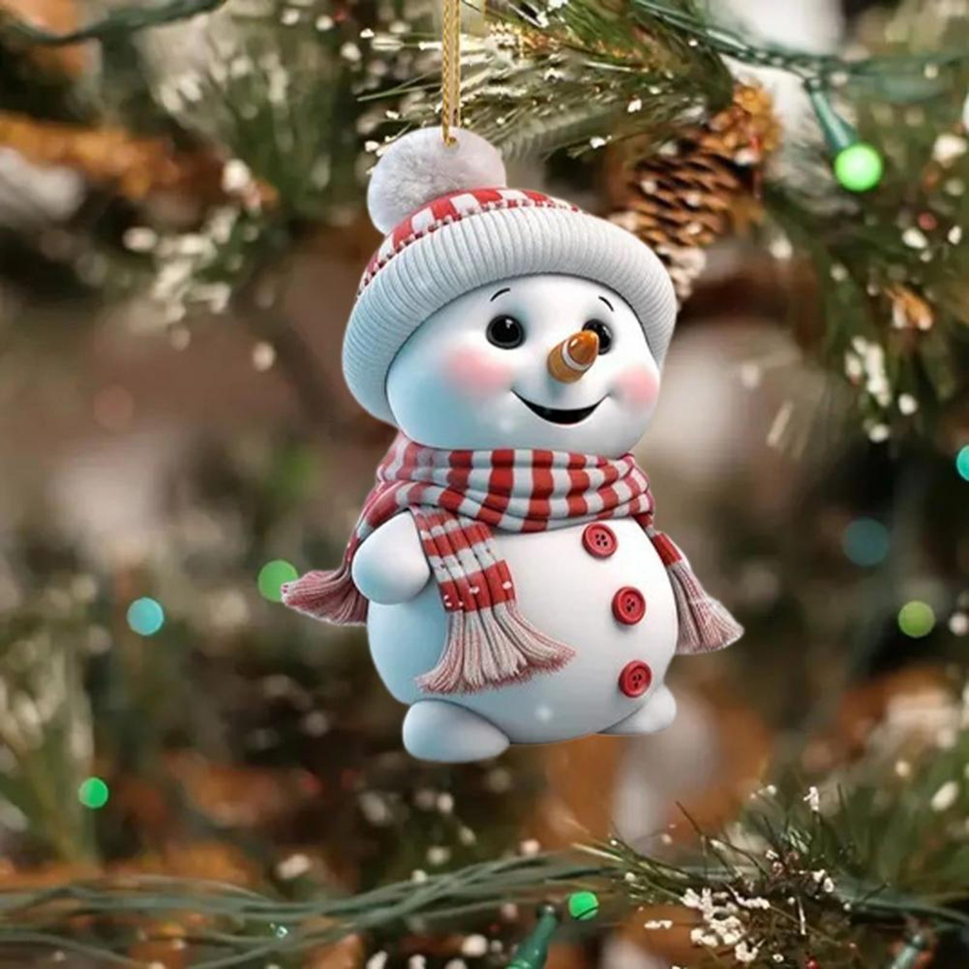 Acrylic Cartoon Snowman Hanging Ornaments Christmas Snowman Pendant Holiday Christmas Tree Hanging  2