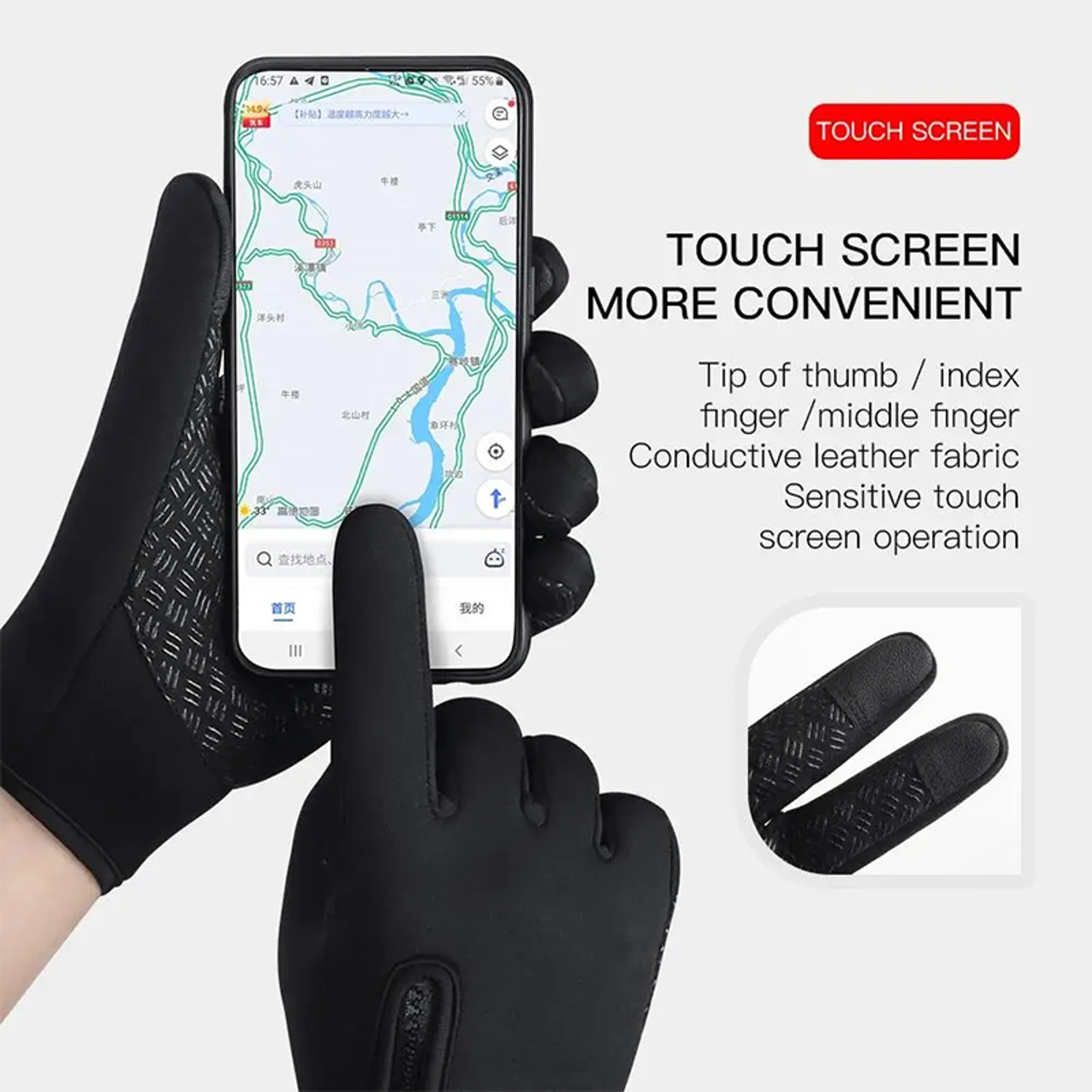 Winter Warm Windproof Gloves Touch Screen Waterproof Anti Slip For Men And Women Bicycle Sports 2