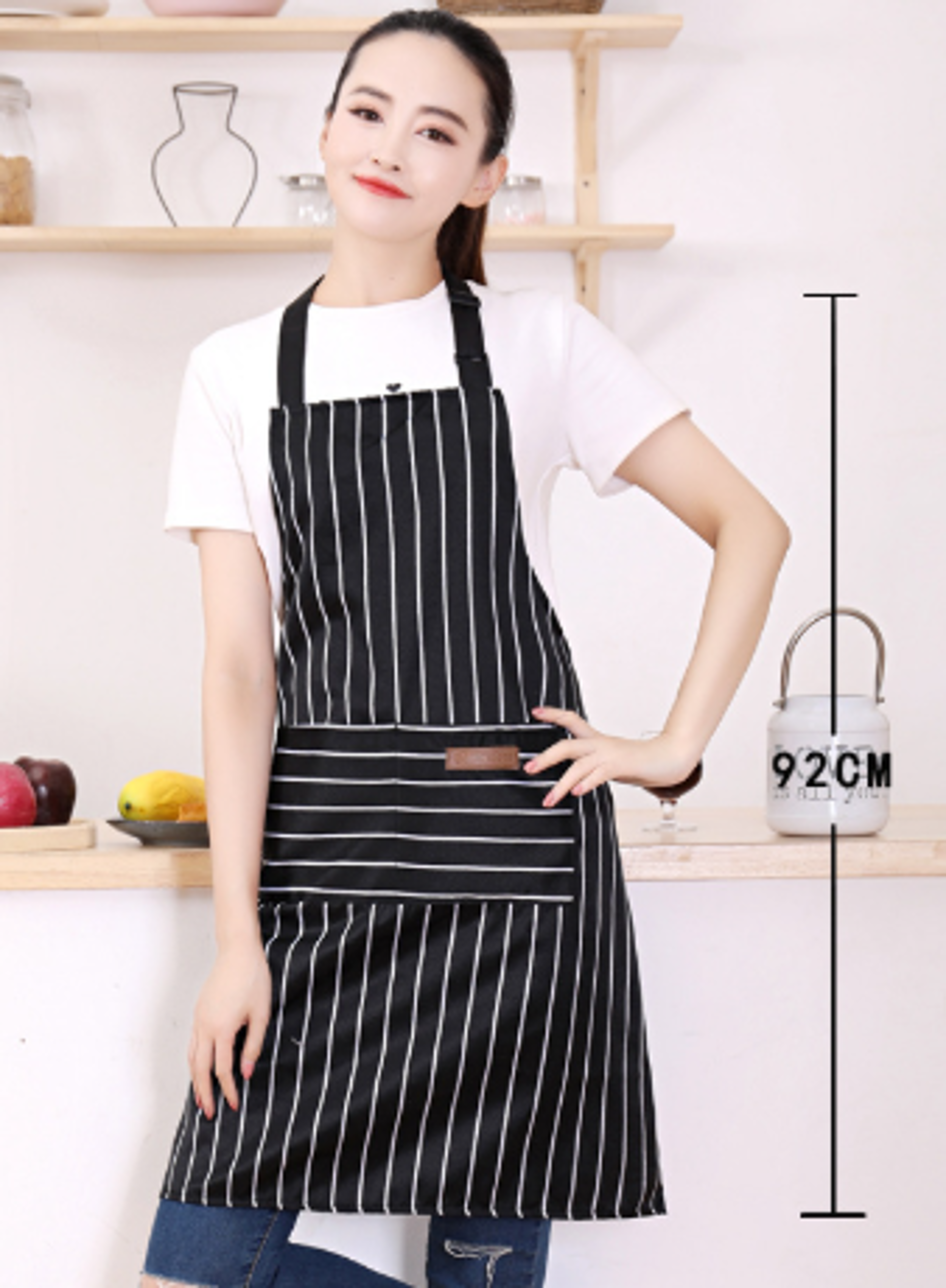 Adjustable Striped Kitchen Apron Set With Pockets For Cooking Baking  Restaurant Work 5