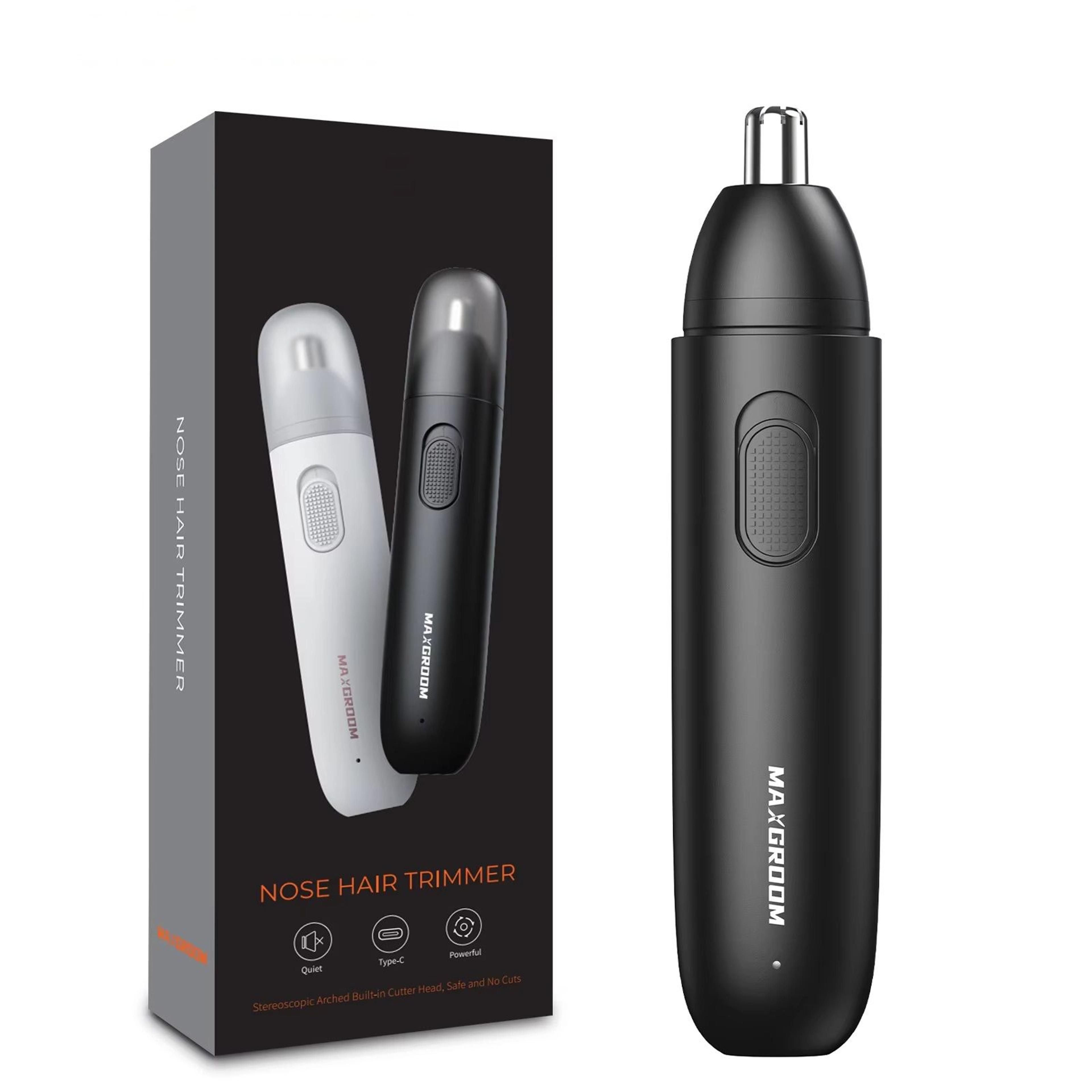 rechargeable nose hair trimmer for men, 360 rotating dual blade electric shaver painless & safe for eyebrows & ears
