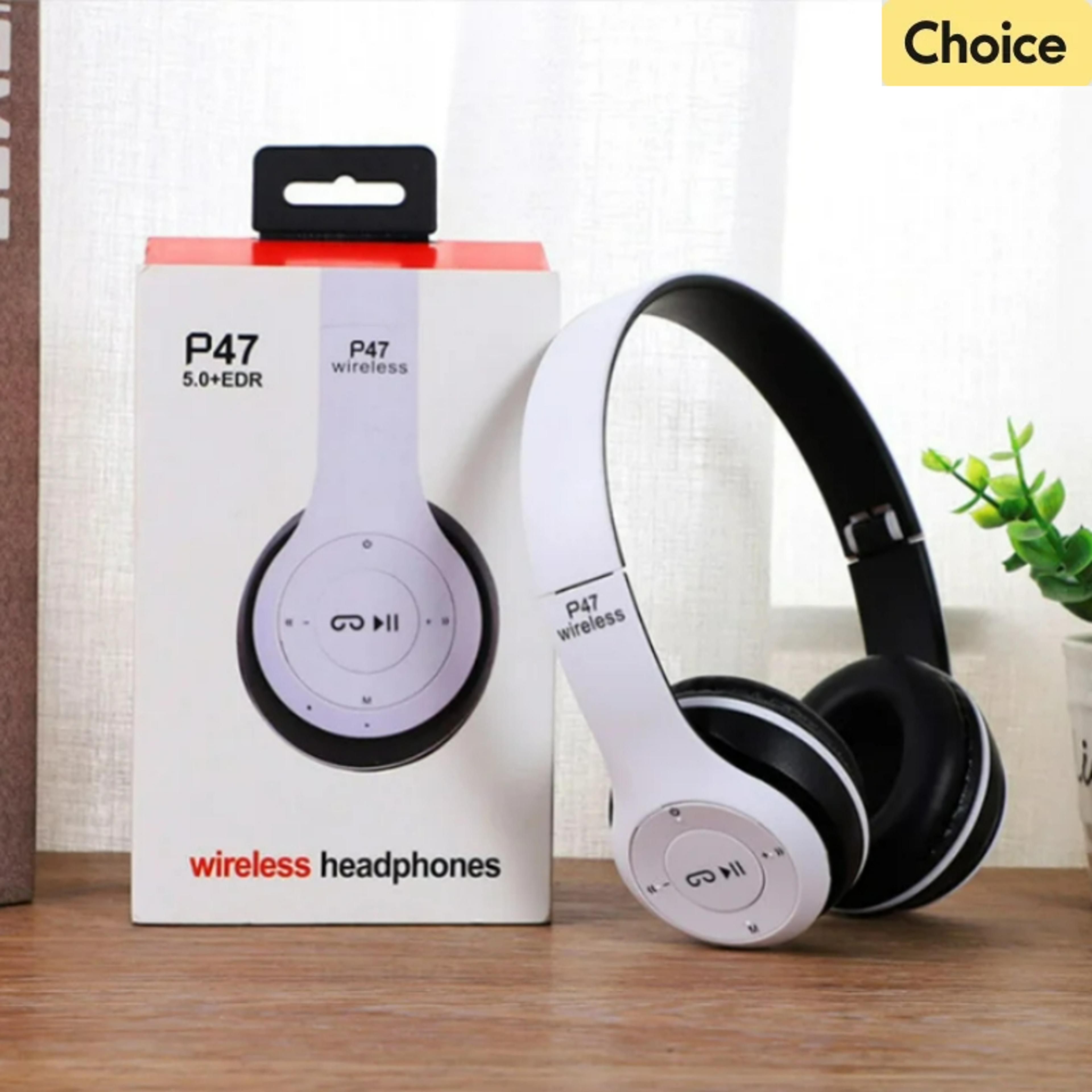 p47 wireless bluetooth headset stereo folding over ear headphones for sports, gaming & phone
