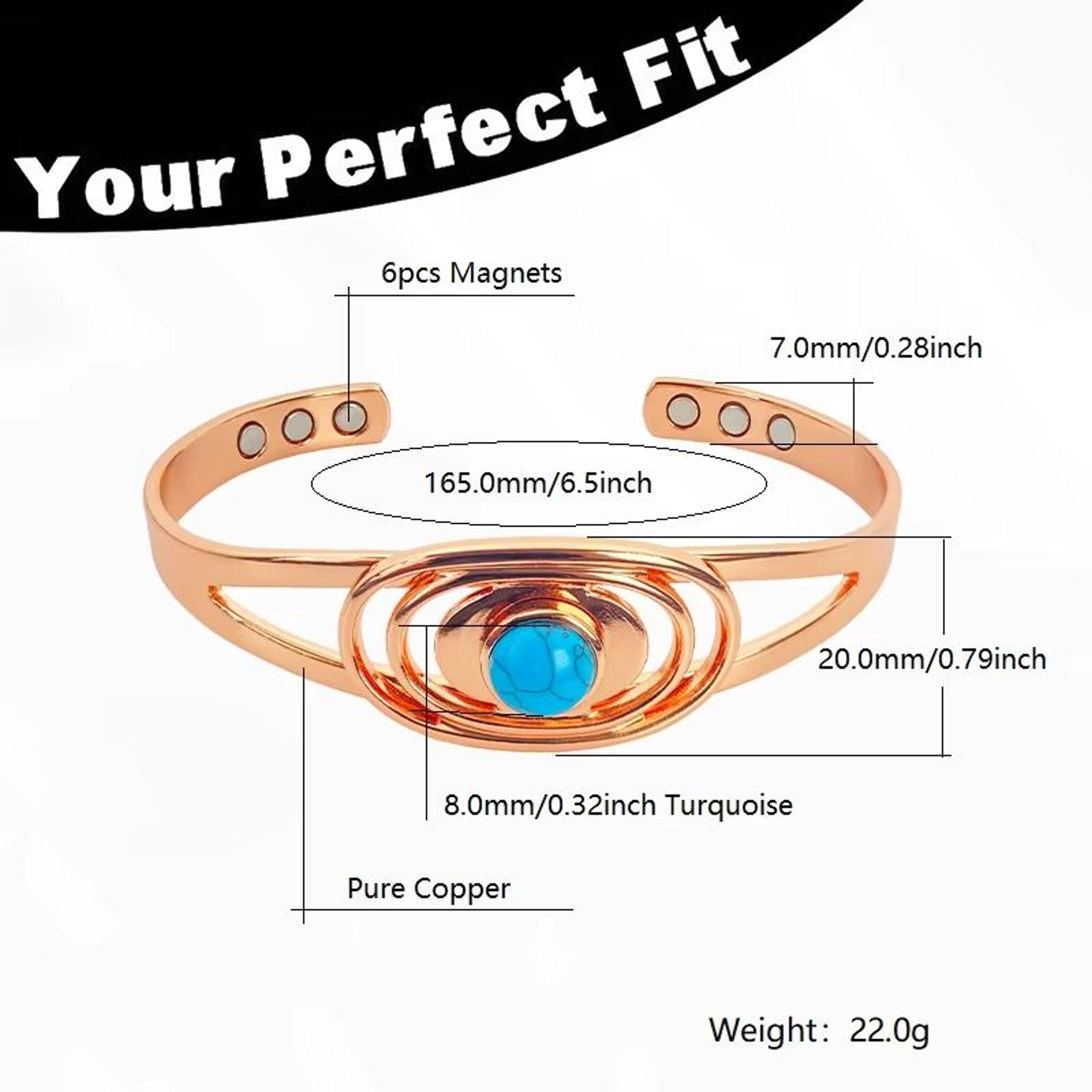 Turquoise Inlay Magnetic Bracelet For Women  Pure Copper Adjustable Healing Jewelry Ideal Mothers D 5