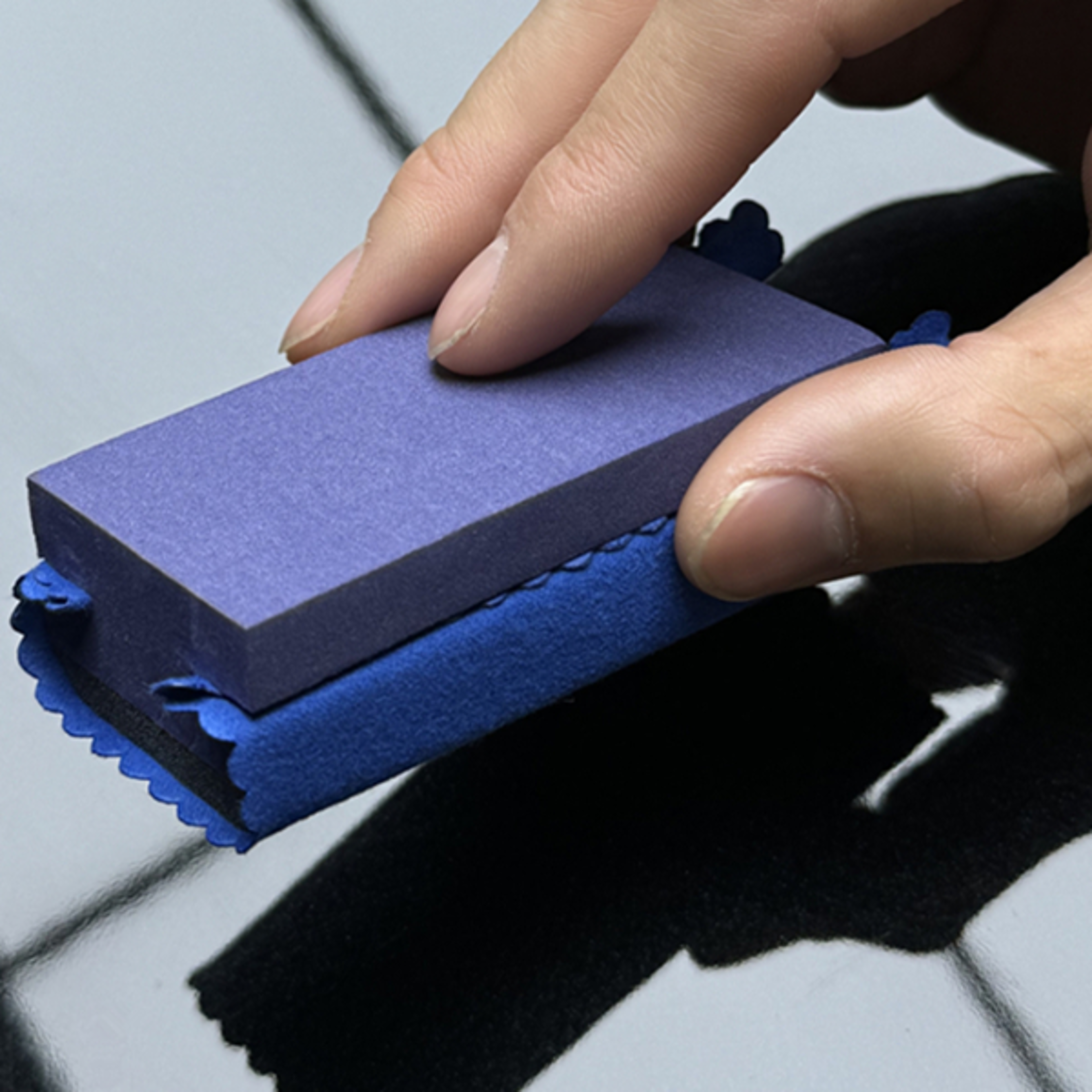 premium purple ceramic coating applicator, dark blue suede cloth kit for car ceramic coating