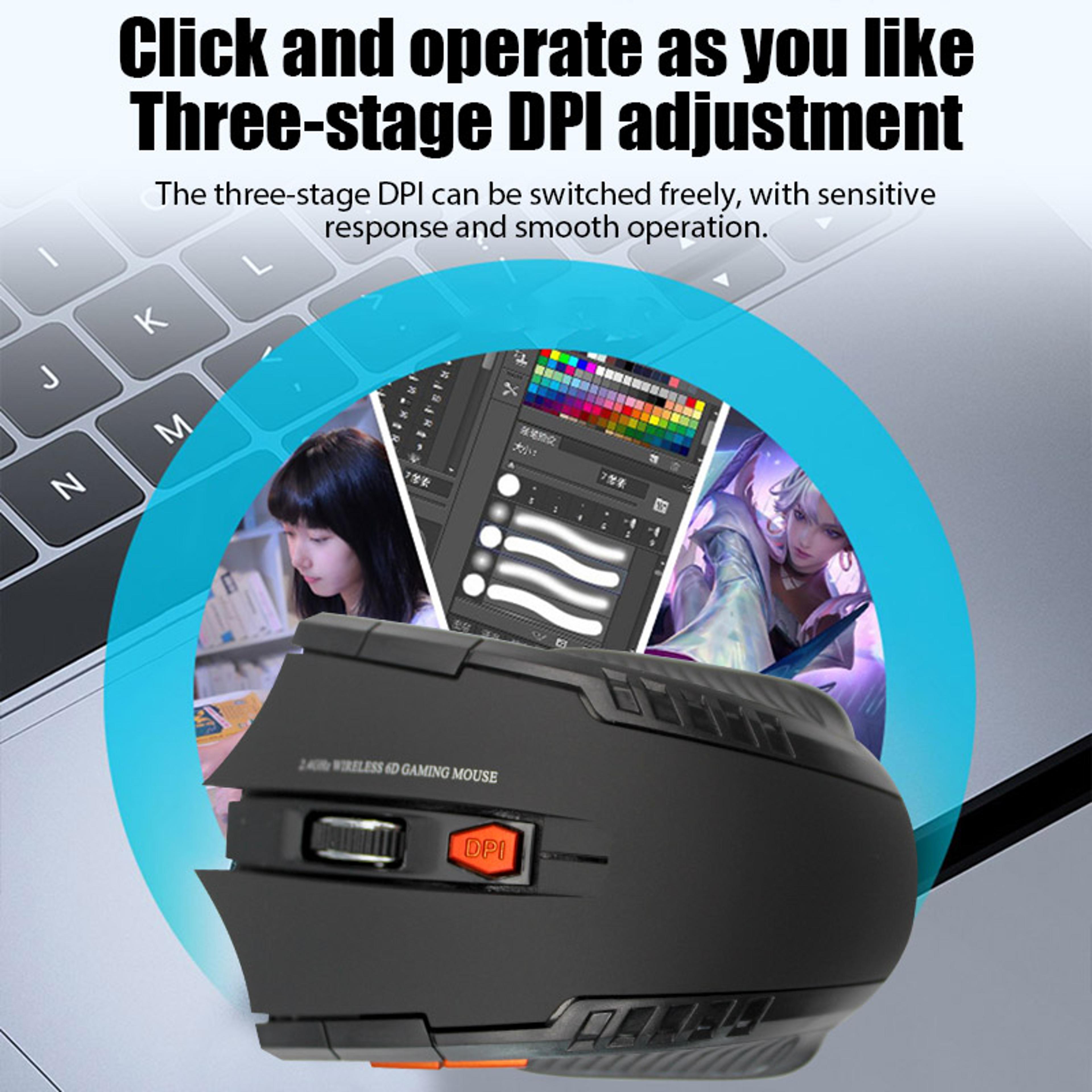 Wireless Optical Mouse Gaming Mouse 6 Buttons Computer Accessories With USB Receiver 3