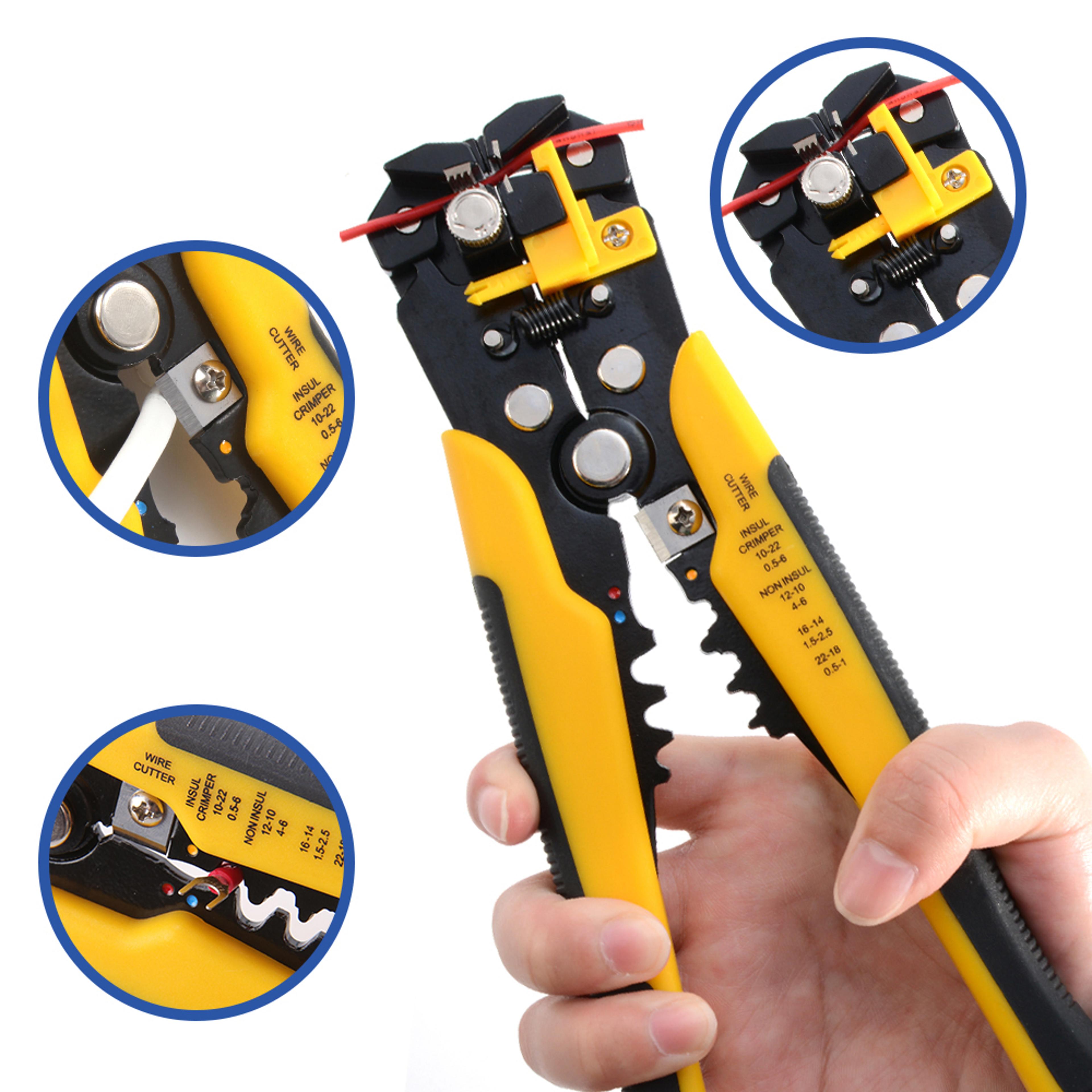 professional crimping pliers, all in one wire stripper & terminal crimper |heavy duty hand tool for electricians & diyer