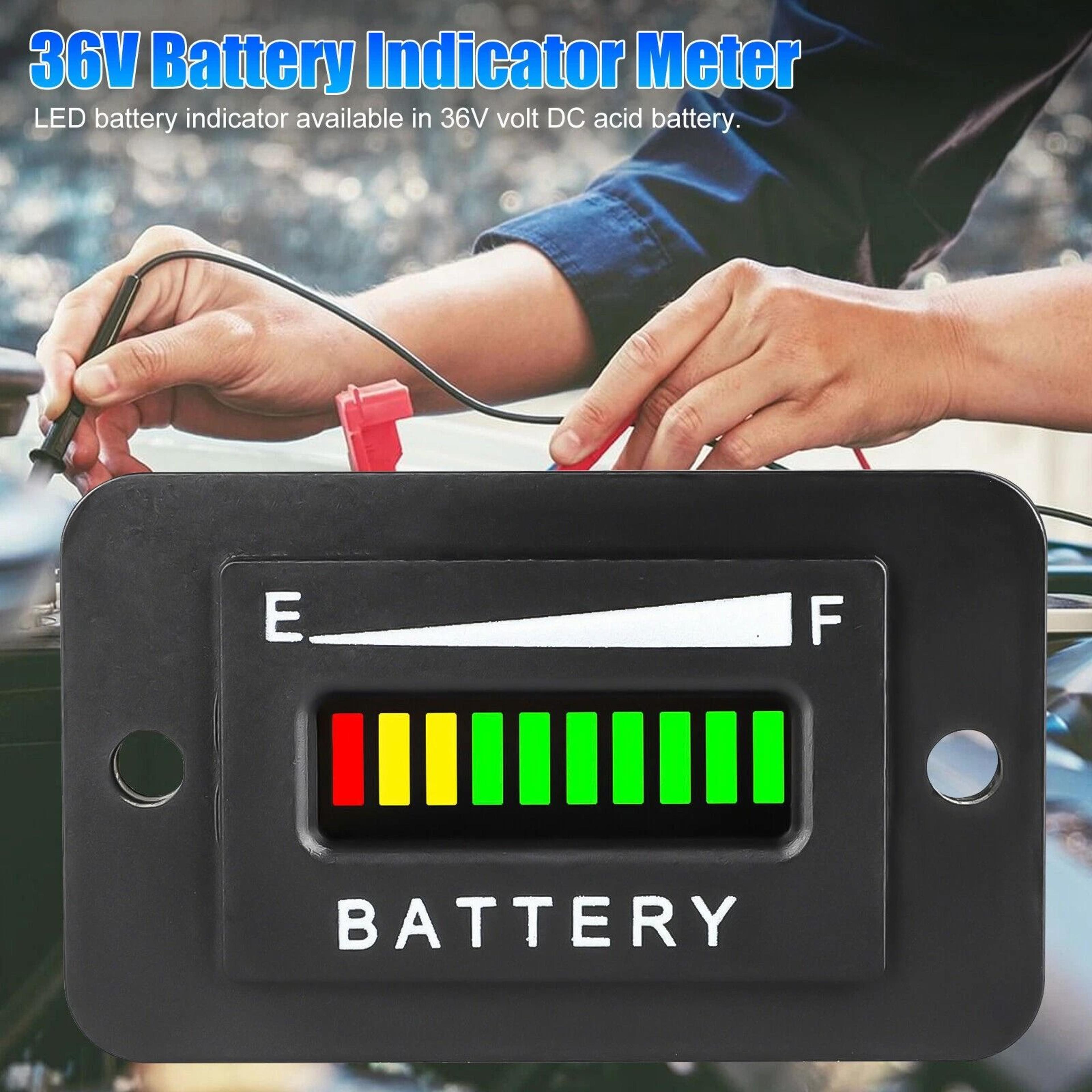 battery indicator meter gauge for 36v ezgo, club car, yamaha golf cart, boat & atv voltage tester