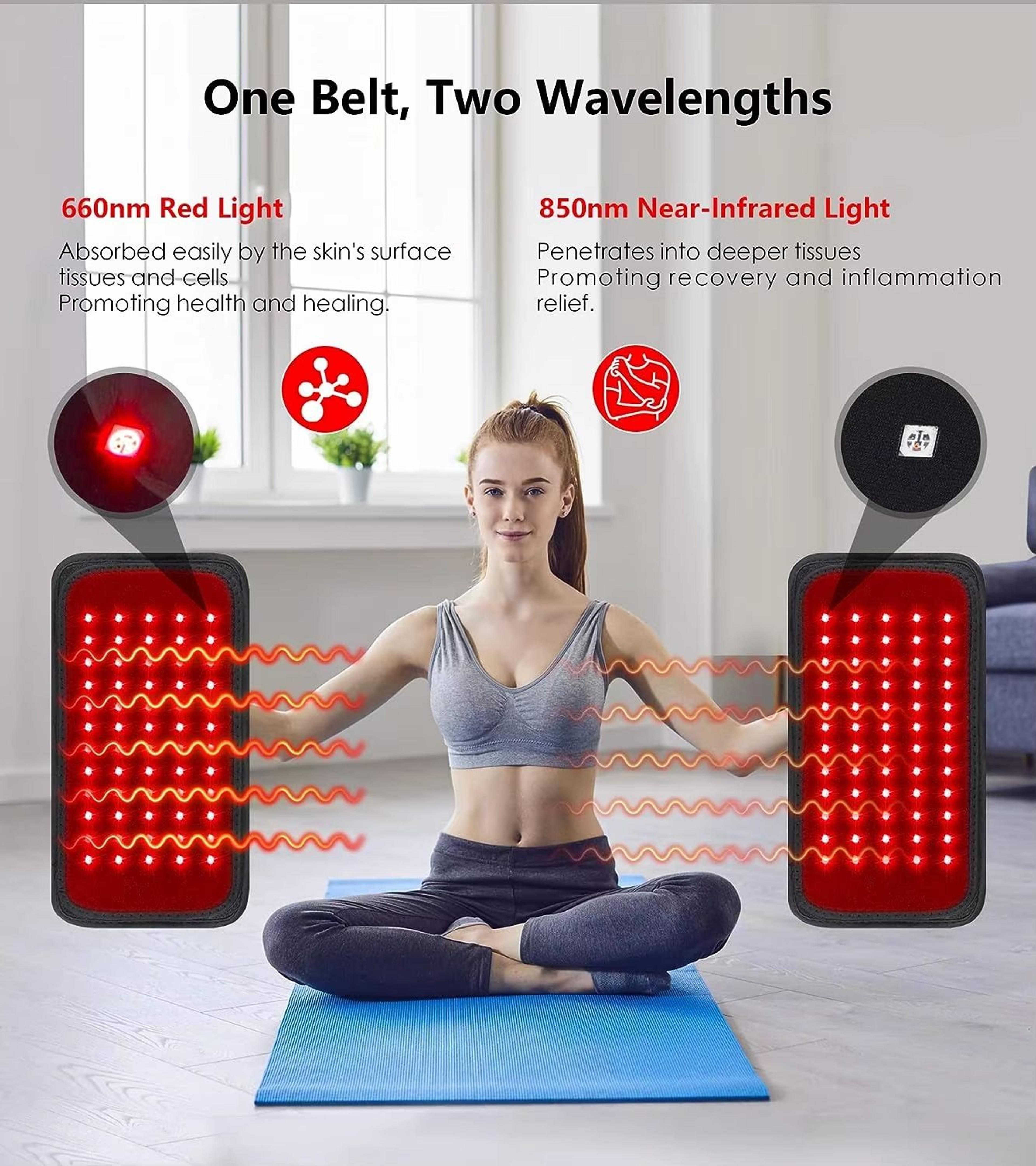 LED Red  Infrared Light Therapy Belt Back Pain Relief Fat Burn Wrap Full Body Slimming  Recovery He 2