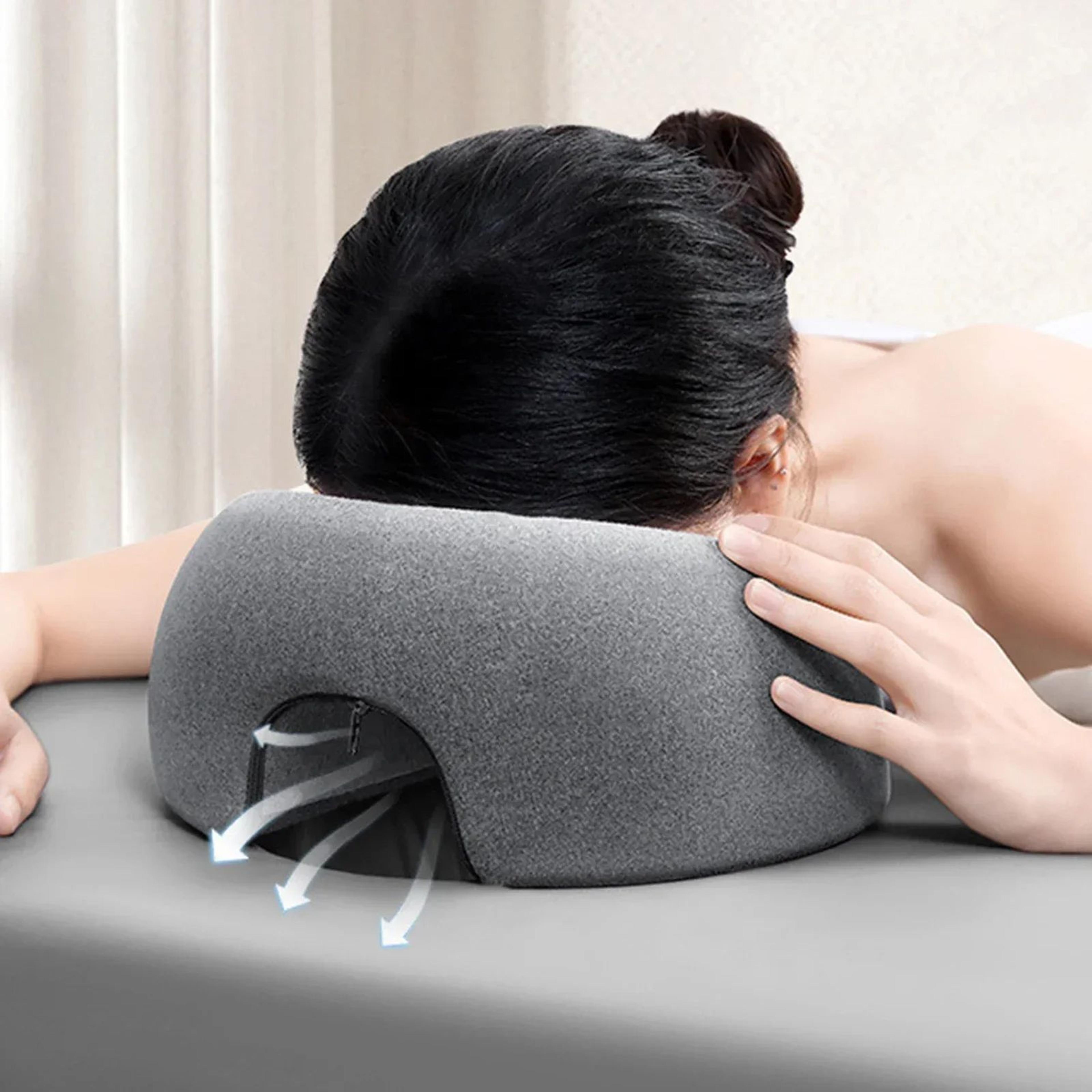 face down pillow desk nap pillow, prone resting comfort memory foam ergonomics massage headrest for home, office