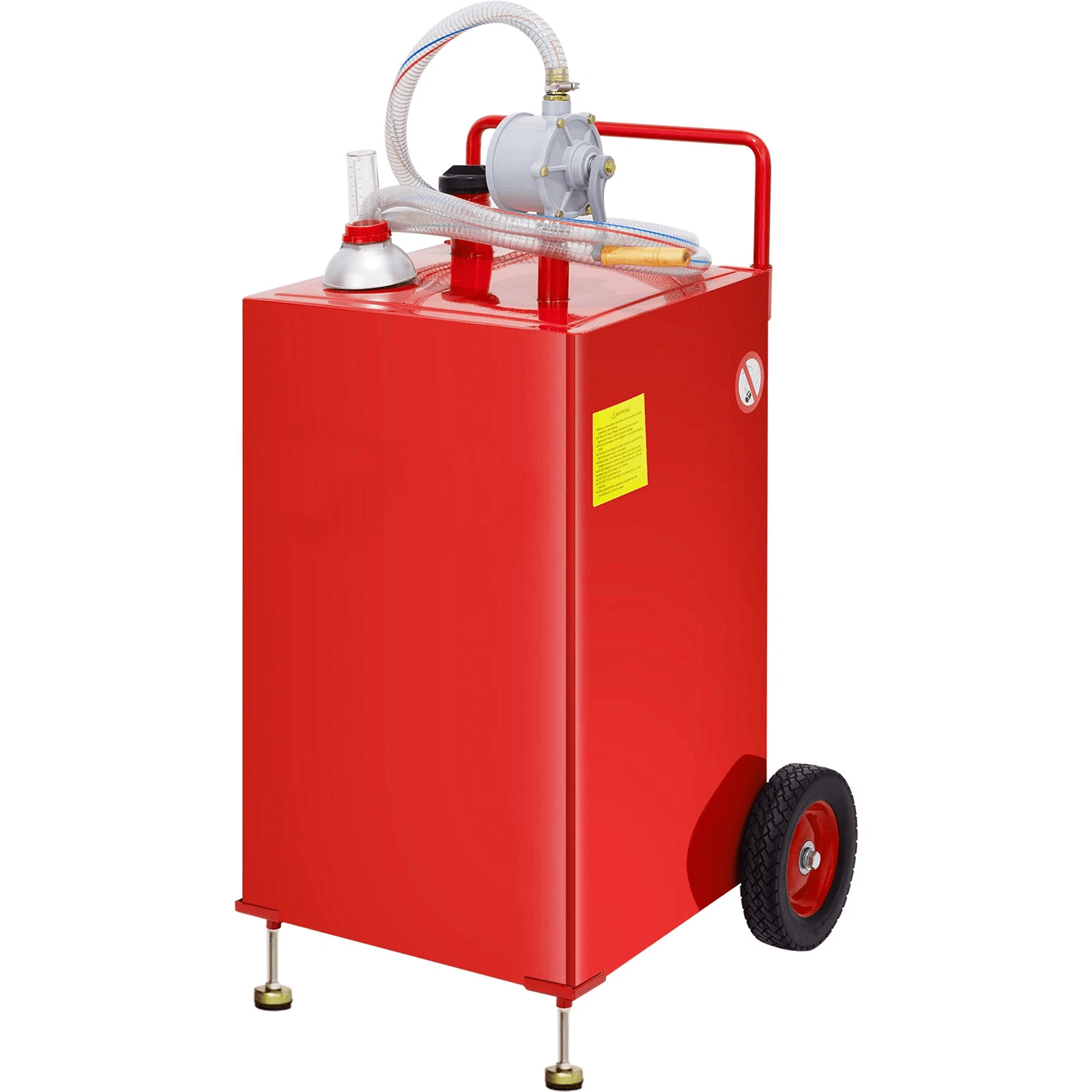 portable fuel caddy, gasoline, diesel & kerosene storage tank with transfer pump and kink free hose