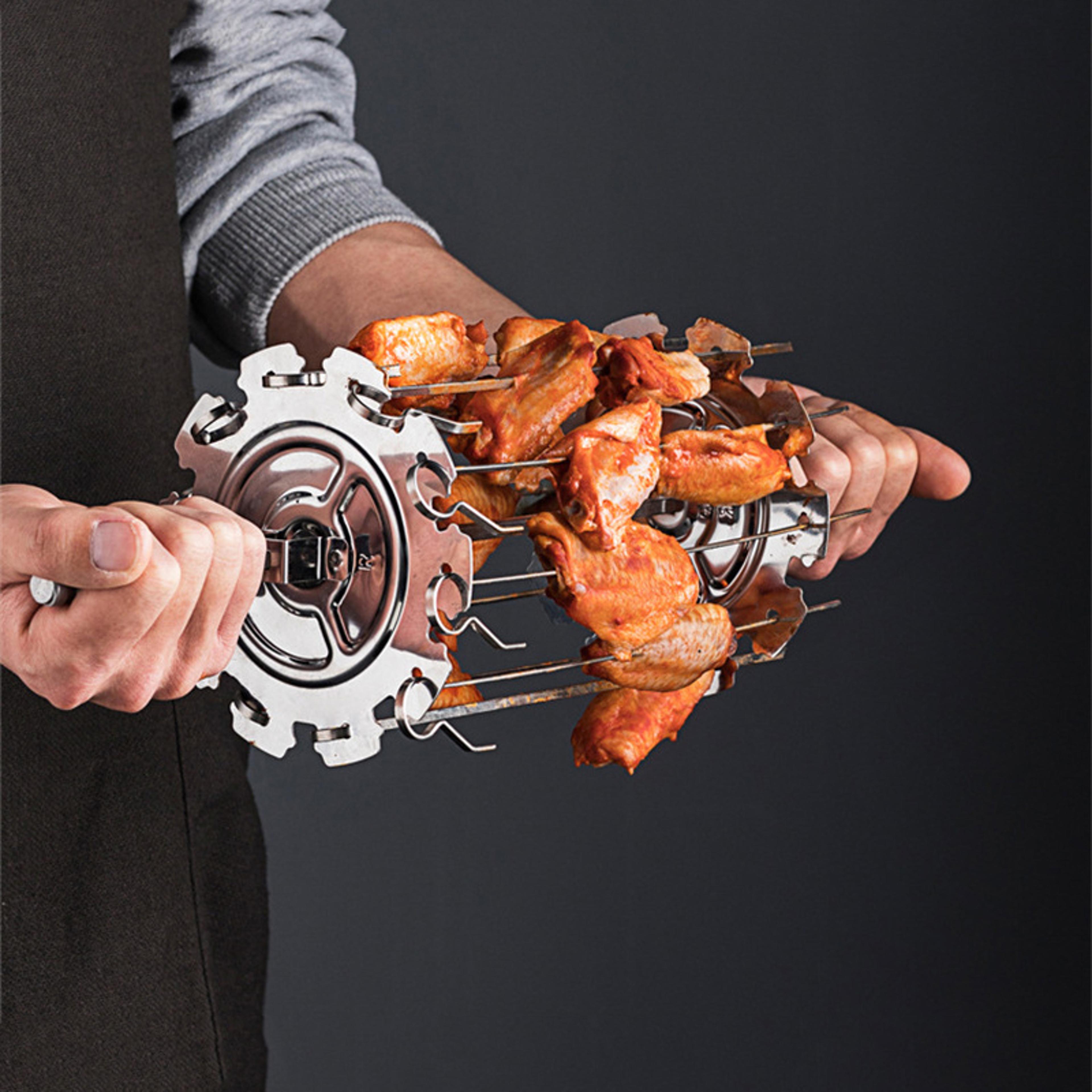 Premium Oven Grill Cage Stainless Steel Skewers For Rotating BBQ HeatResistant NonStick Kebab Maker 3