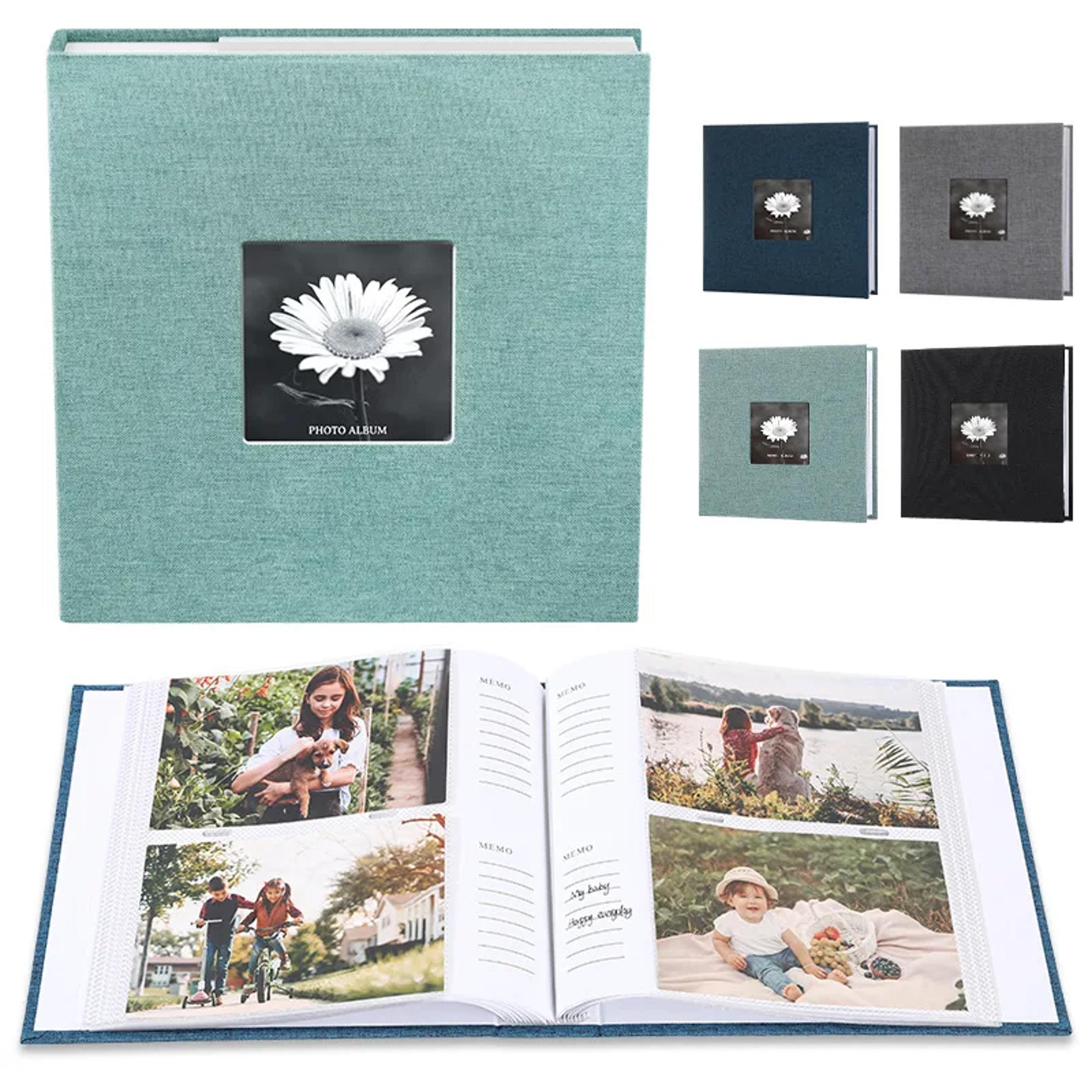 6 inch linen photo album, interleaf, children growth collection, writable memory book for family portrait keepsake