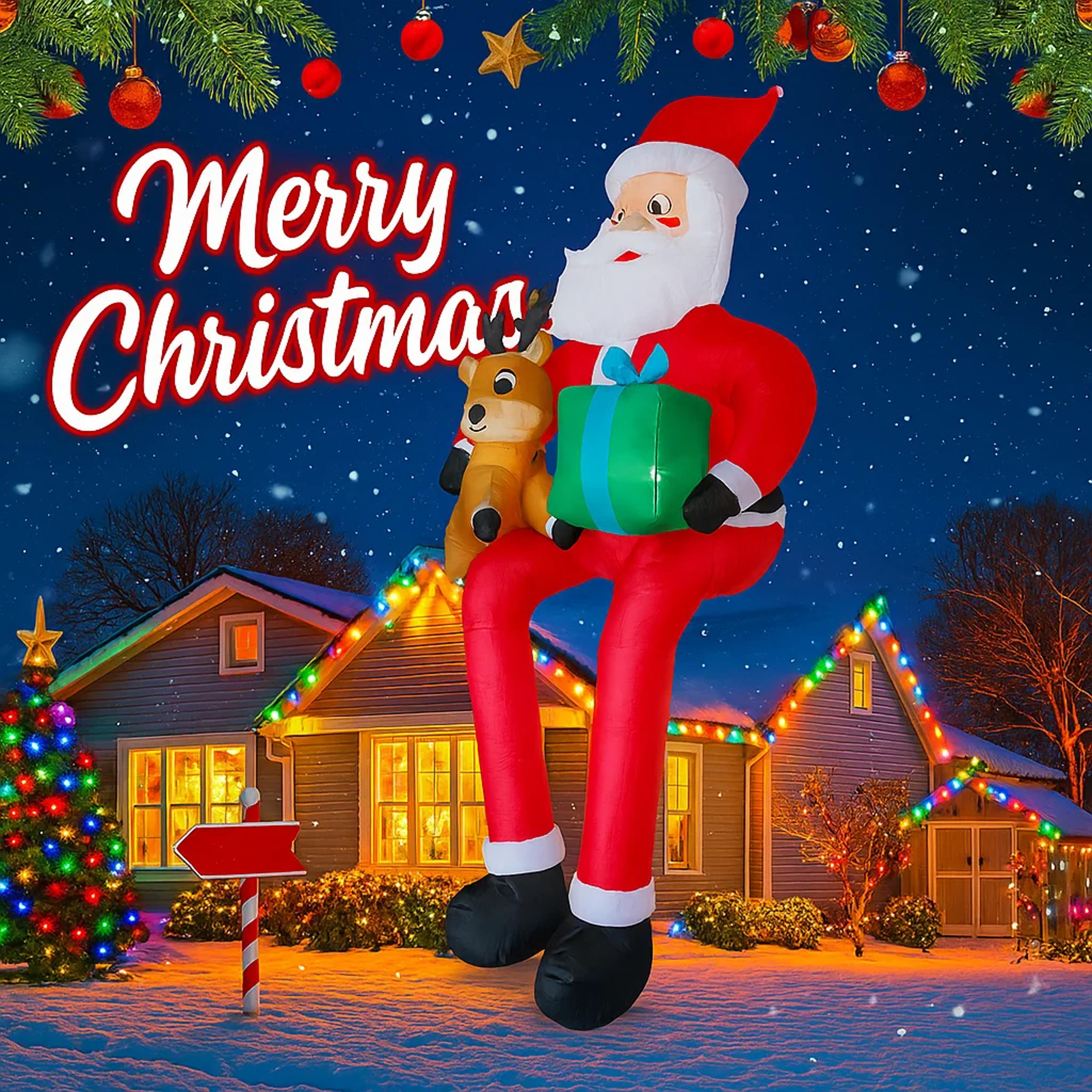 Xmas Yard Decor Reindeer Gift LED Inflatable Christmas Toy Santa Claus Decoration Home Ornament Chr 1