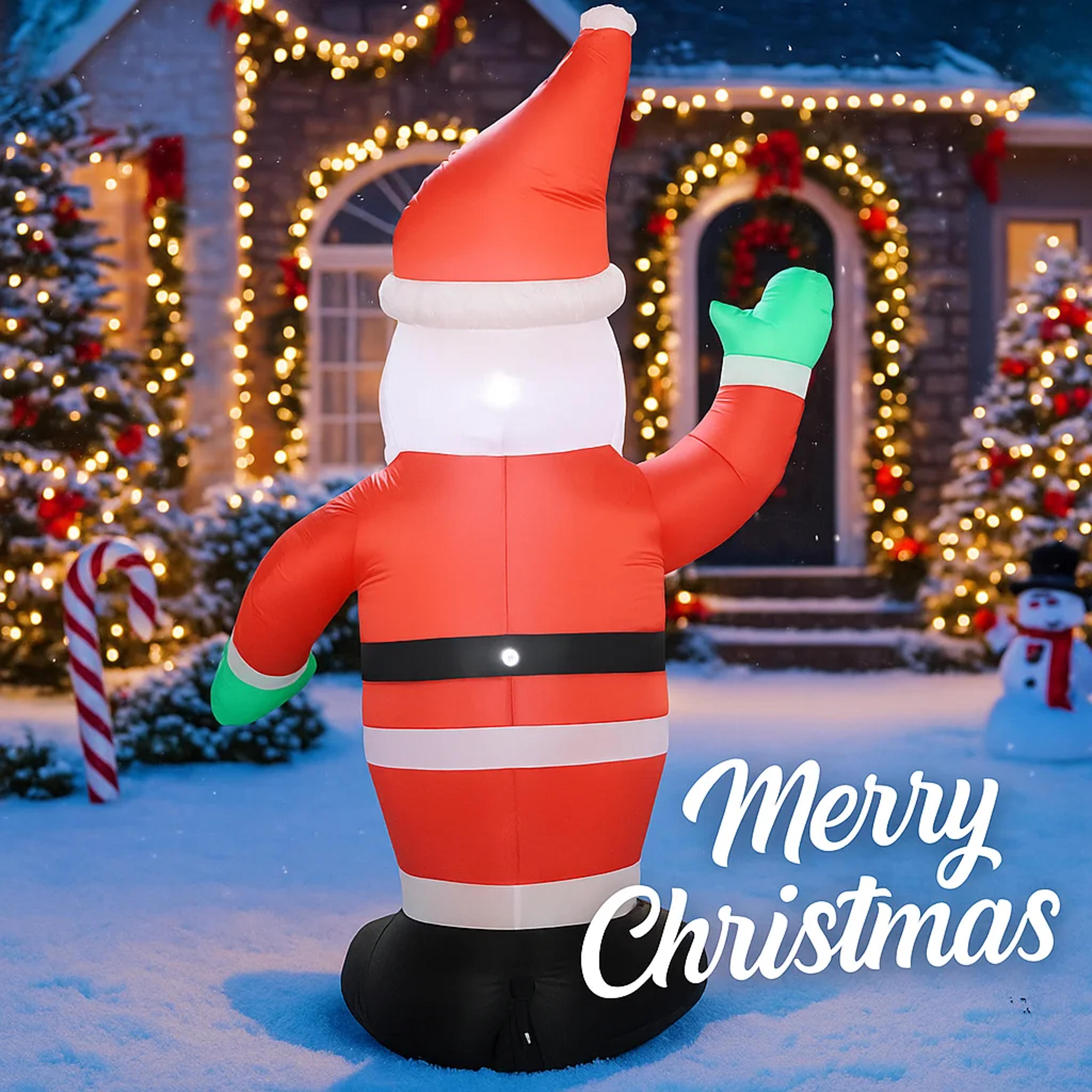 Inflatable Toy Wave Hand Santa Claus Christmas Decoration For Yard With LED Light Home Ornament Fes 3