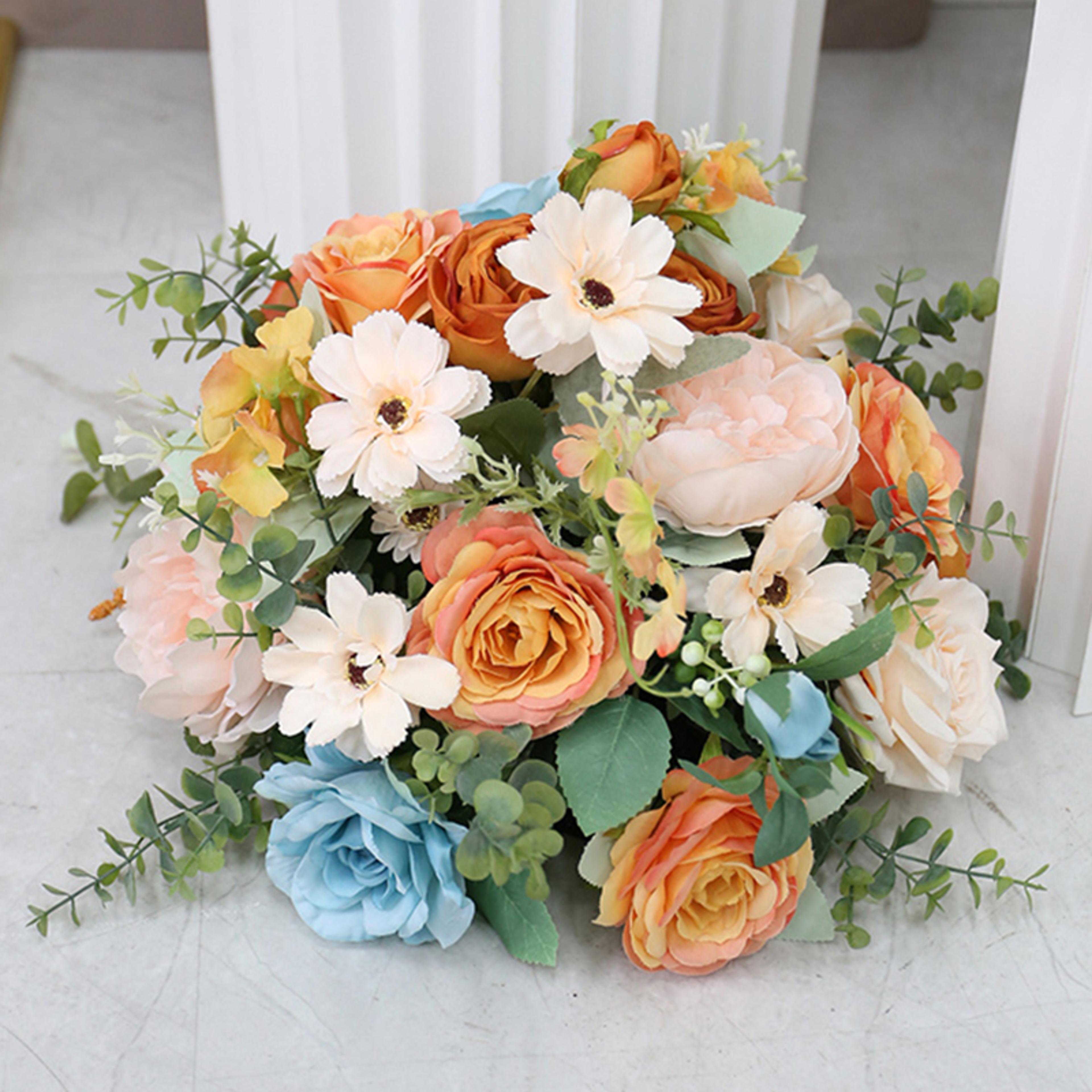 floral ball customize delphinium rose green plant leaf wedding decor table centerpiece road guide flower row party props