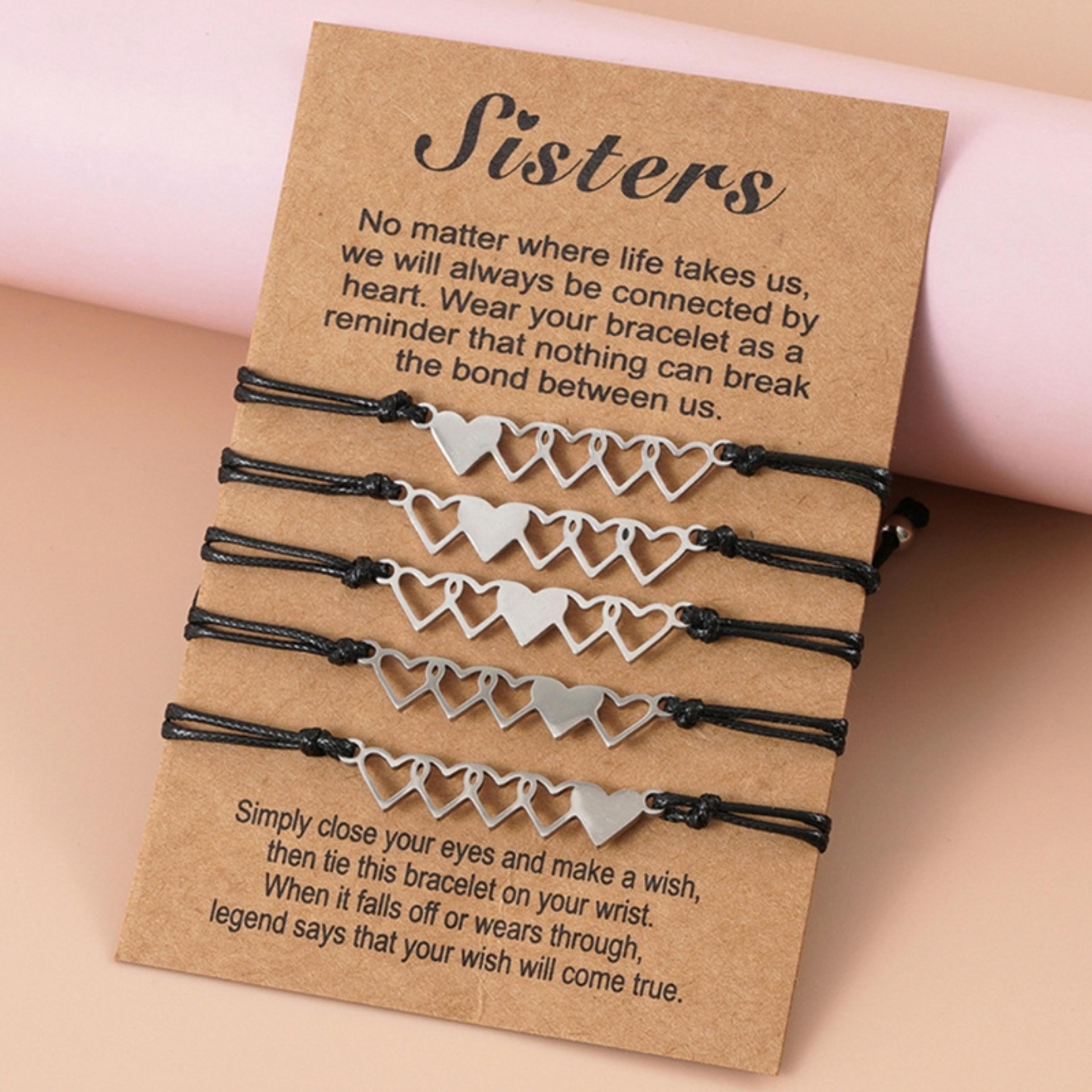 creative friendship bracelet for sisters bestie long distance heart gift for girls