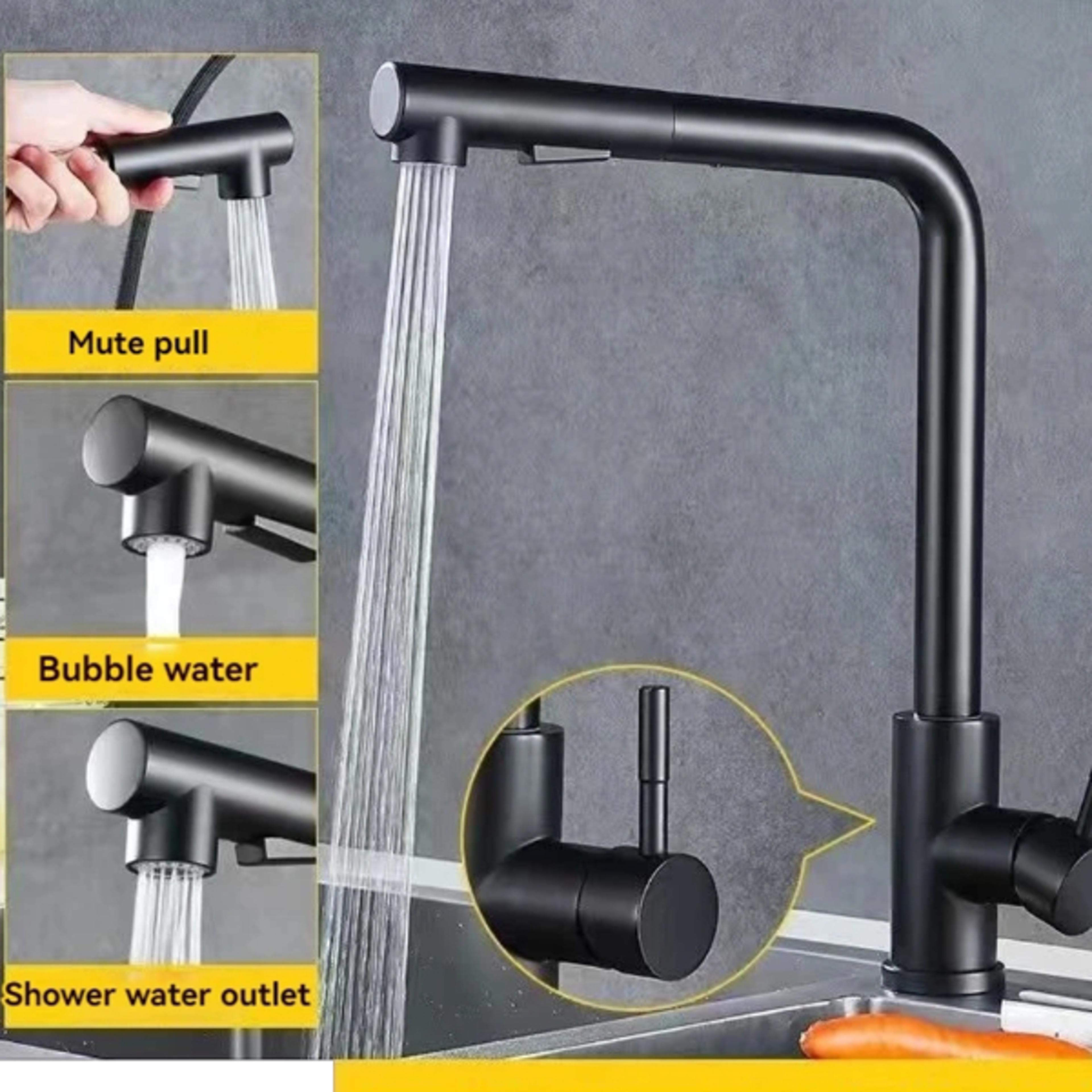 stainless steel pull out kitchen sink faucet hot cold water mixer tap two model stream sprayer nozzle deck