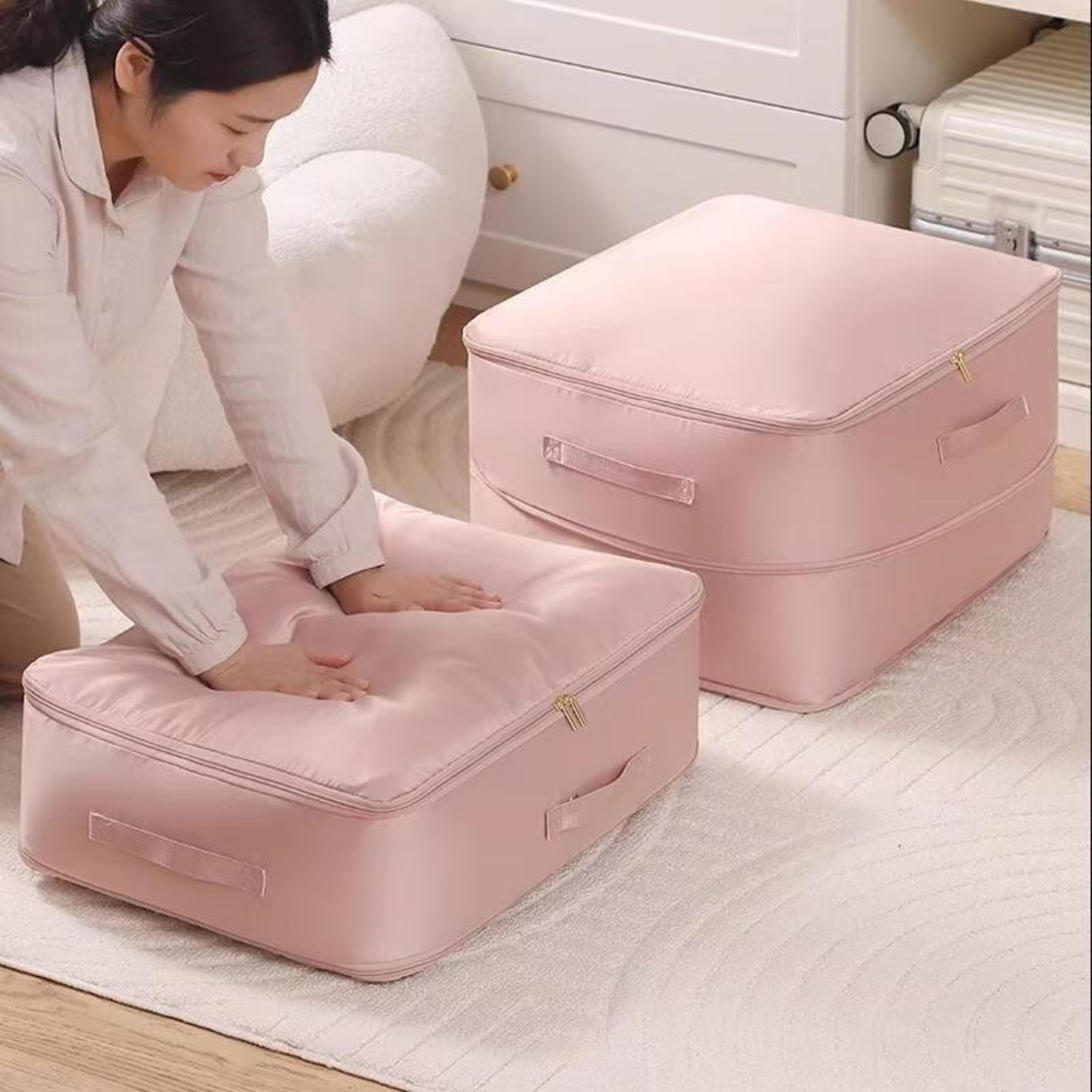 Portable Organizer For Clothes Blankets  Quilts HeavyDuty SelfCompressing Storage Bag For Closet Or 3
