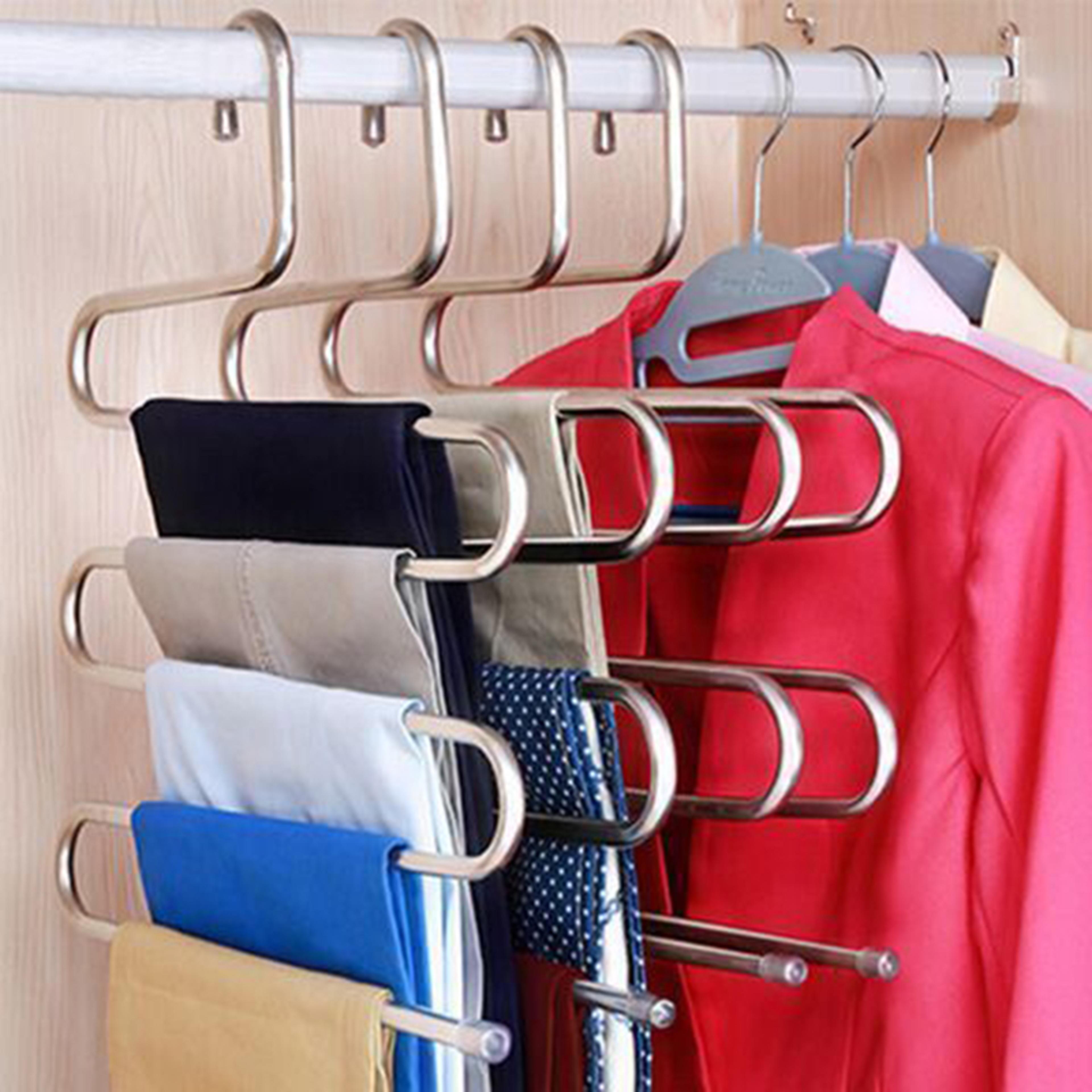 MultiLayer Pants Storage Rack Stainless Steel FiveLayer Hanger Home MultiFunctional Pants Organizer 1