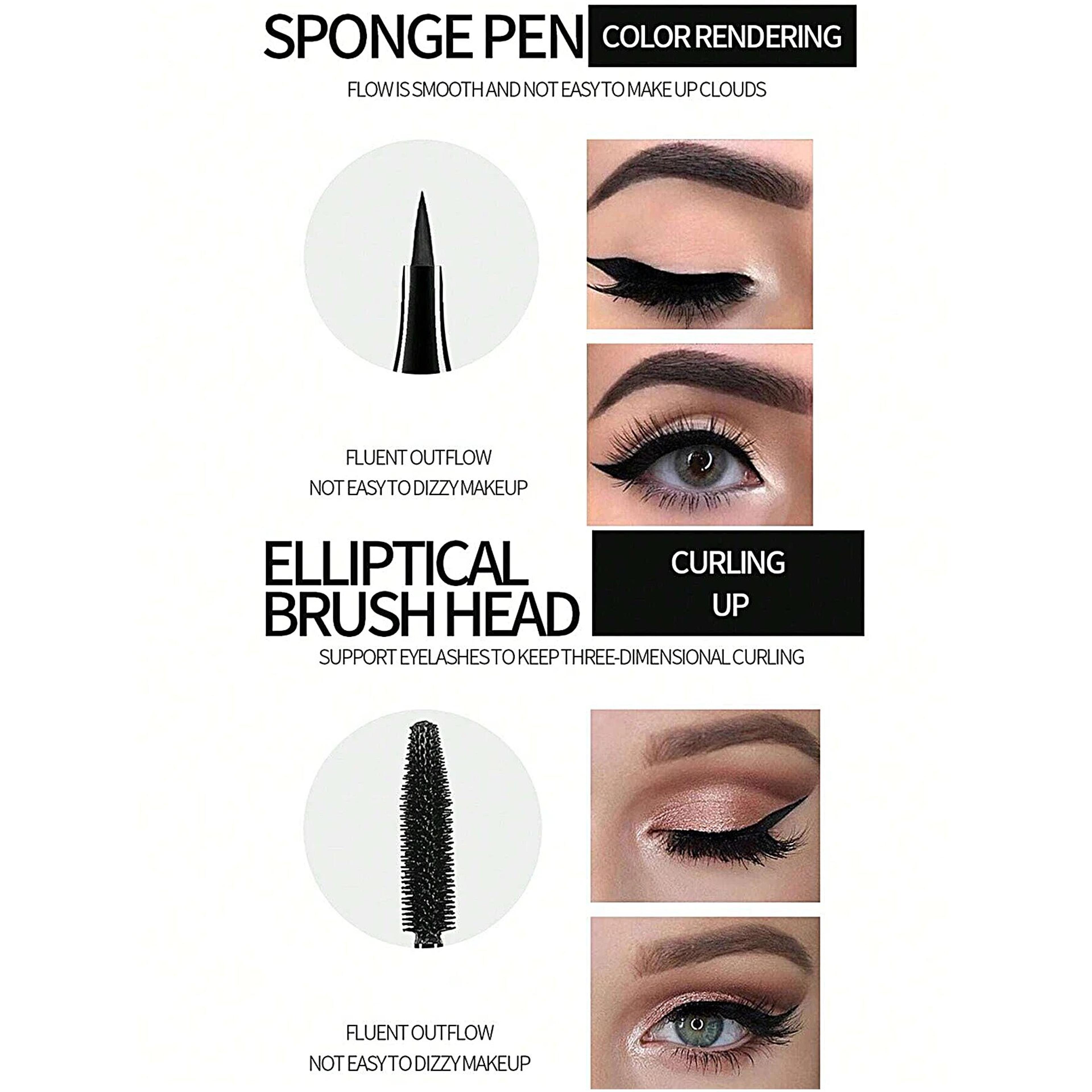 Waterproof Liquid Eyeliner Pencil 4D Mascara Set Cosmetics Curling Thick Eyebrow Pencil Eye Liner M 4