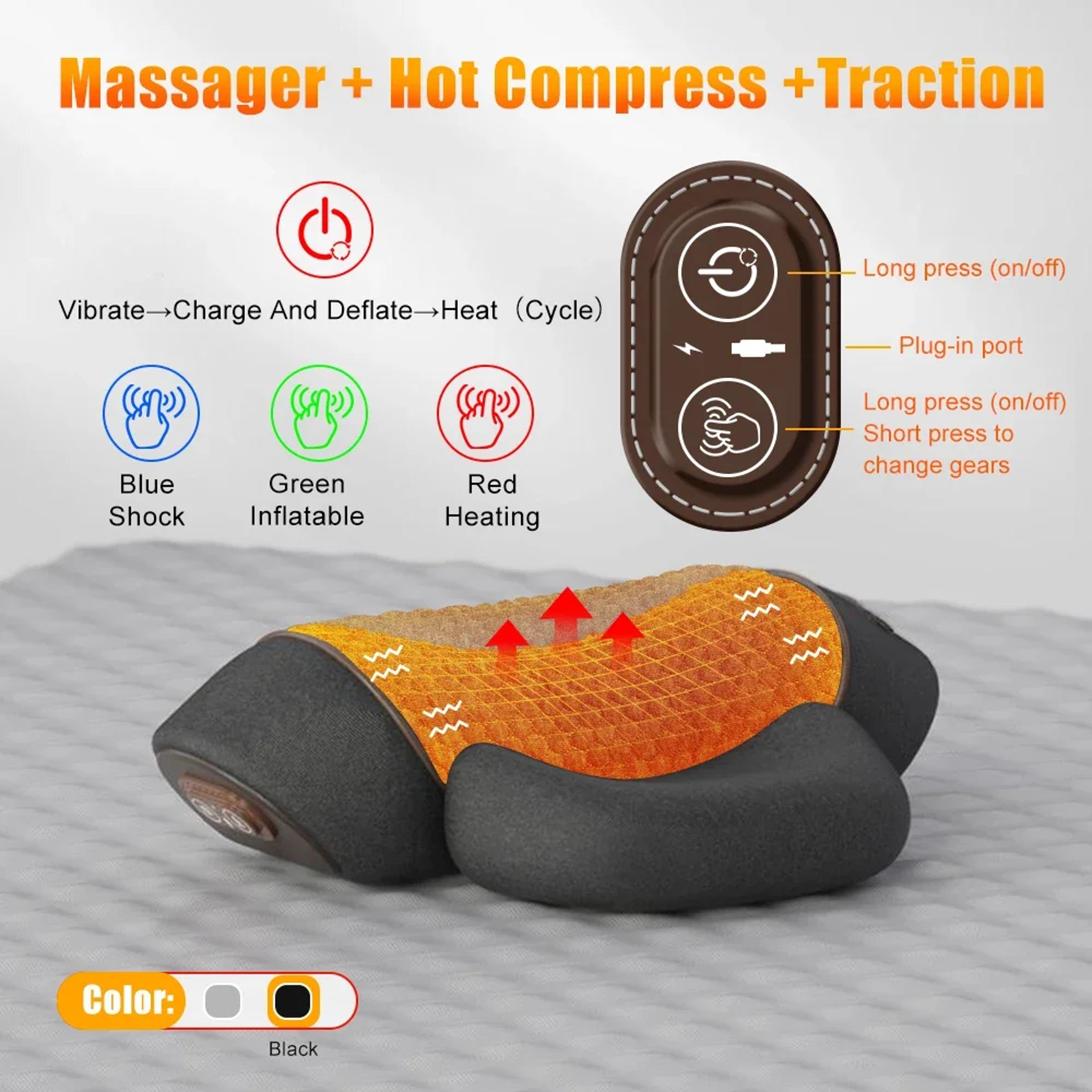 Neck Massager Pillow For Shoulder Deep Tissue Hump Corrector With Heating And Traction Function For 6