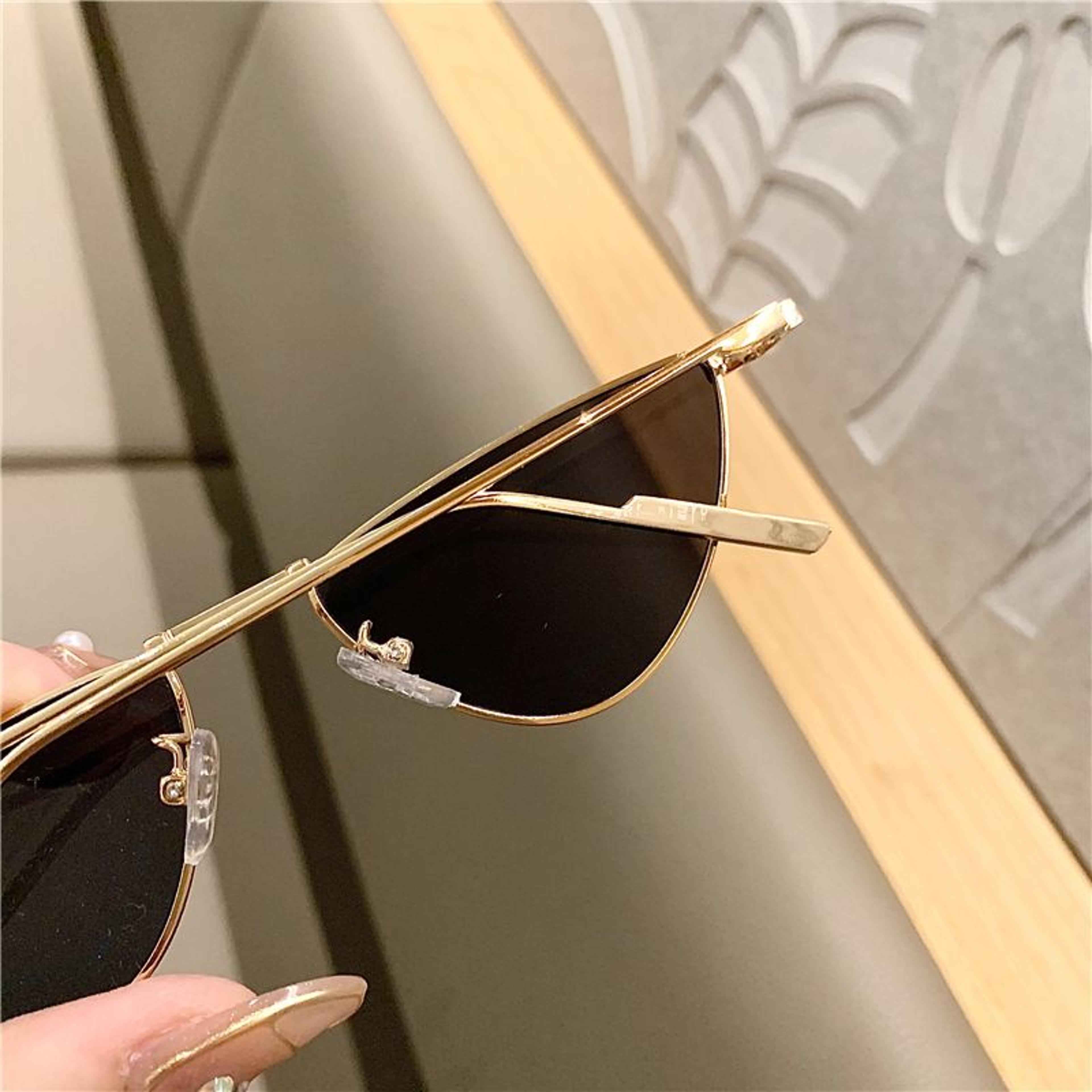 Fashion Metal Small Cat Eye Sunglasses For WomenTrendy Punk Style With Clear Ocean Lens Hip Hop Sha 3