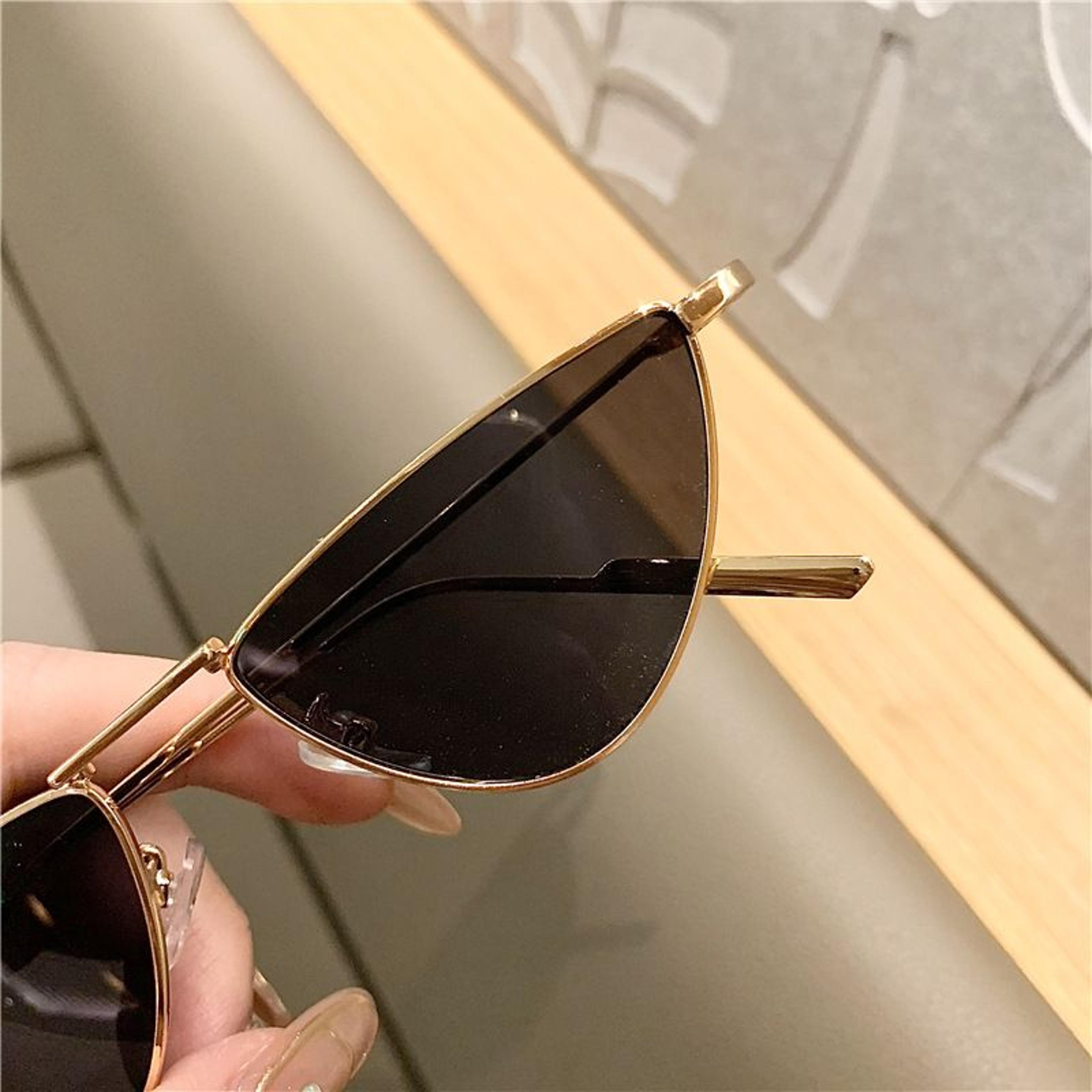 Fashion Metal Small Cat Eye Sunglasses For WomenTrendy Punk Style With Clear Ocean Lens Hip Hop Sha 4
