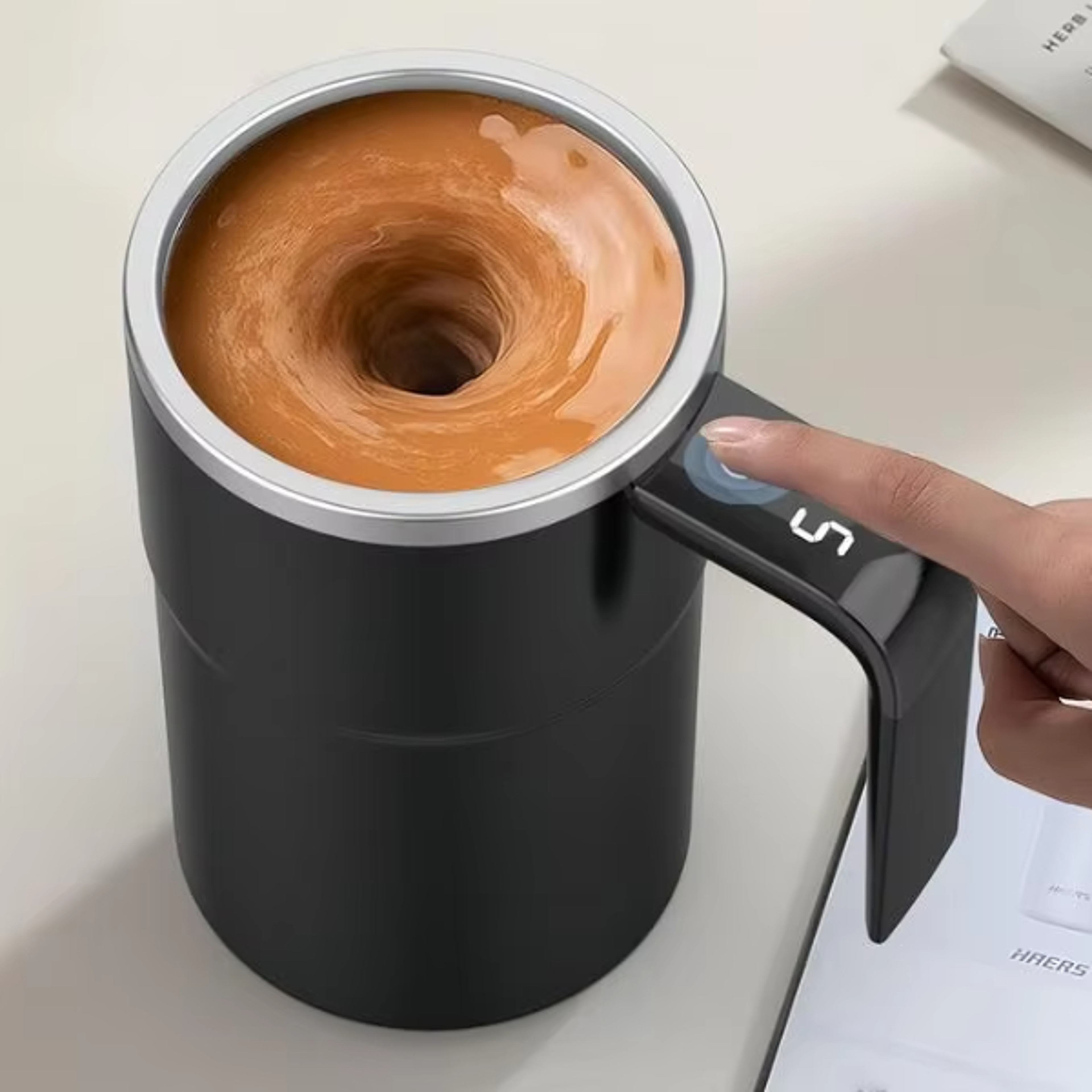 electric coffee self mixing mug rechargeable, waterproof, bpa-free automatic stirring cup for coffee, tea, and more