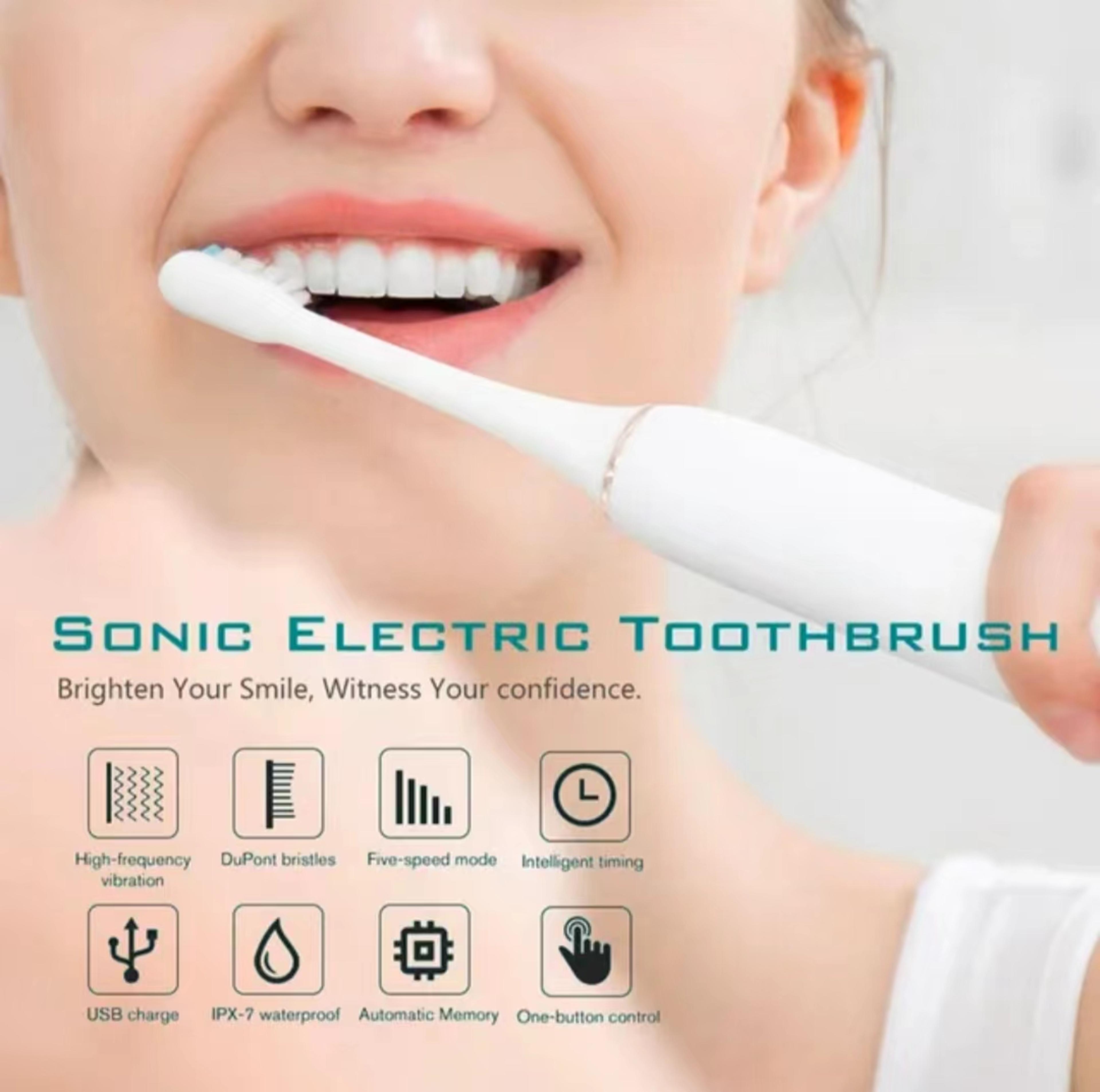 rechargeable electric toothbrush for adults waterproof, dupont brush heads, 6 modes & high-frequency deep cleaning