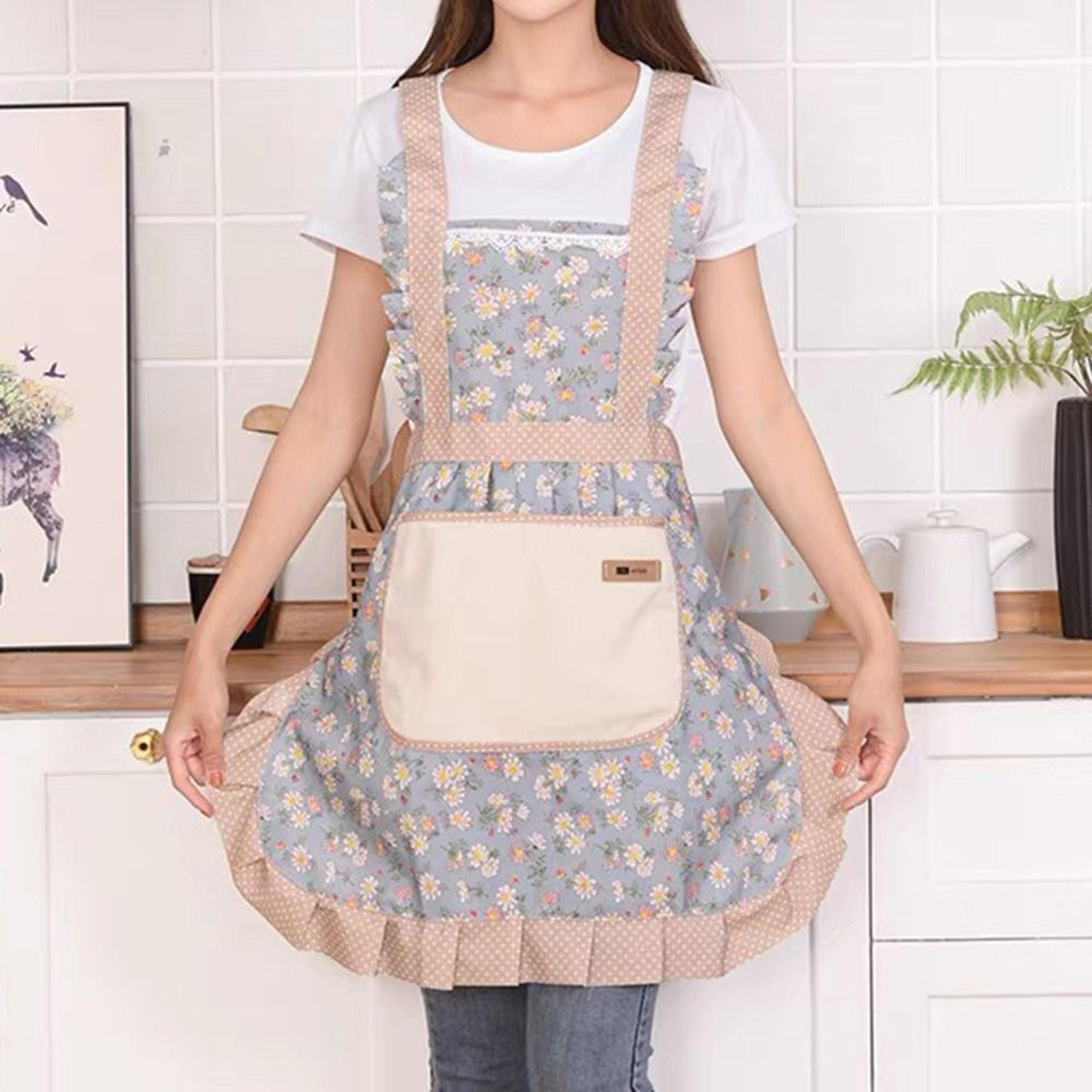 lovely canvas apron for female household, breathable, antifouling & perfect for kitchen cleaning