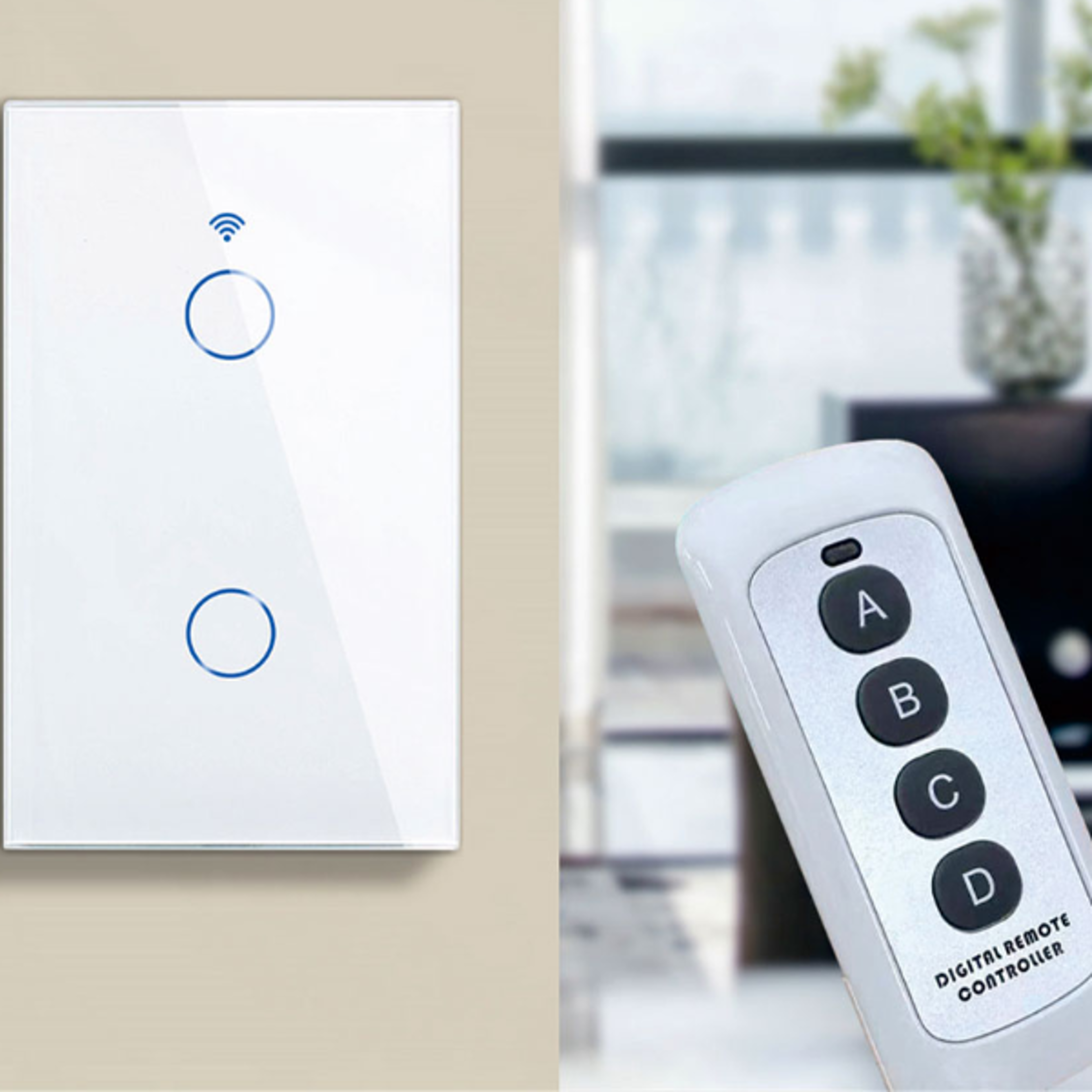 smart wall switch wifi enabled no neutral wire required, rf433 touch sensor, voice control via alexa & google homes