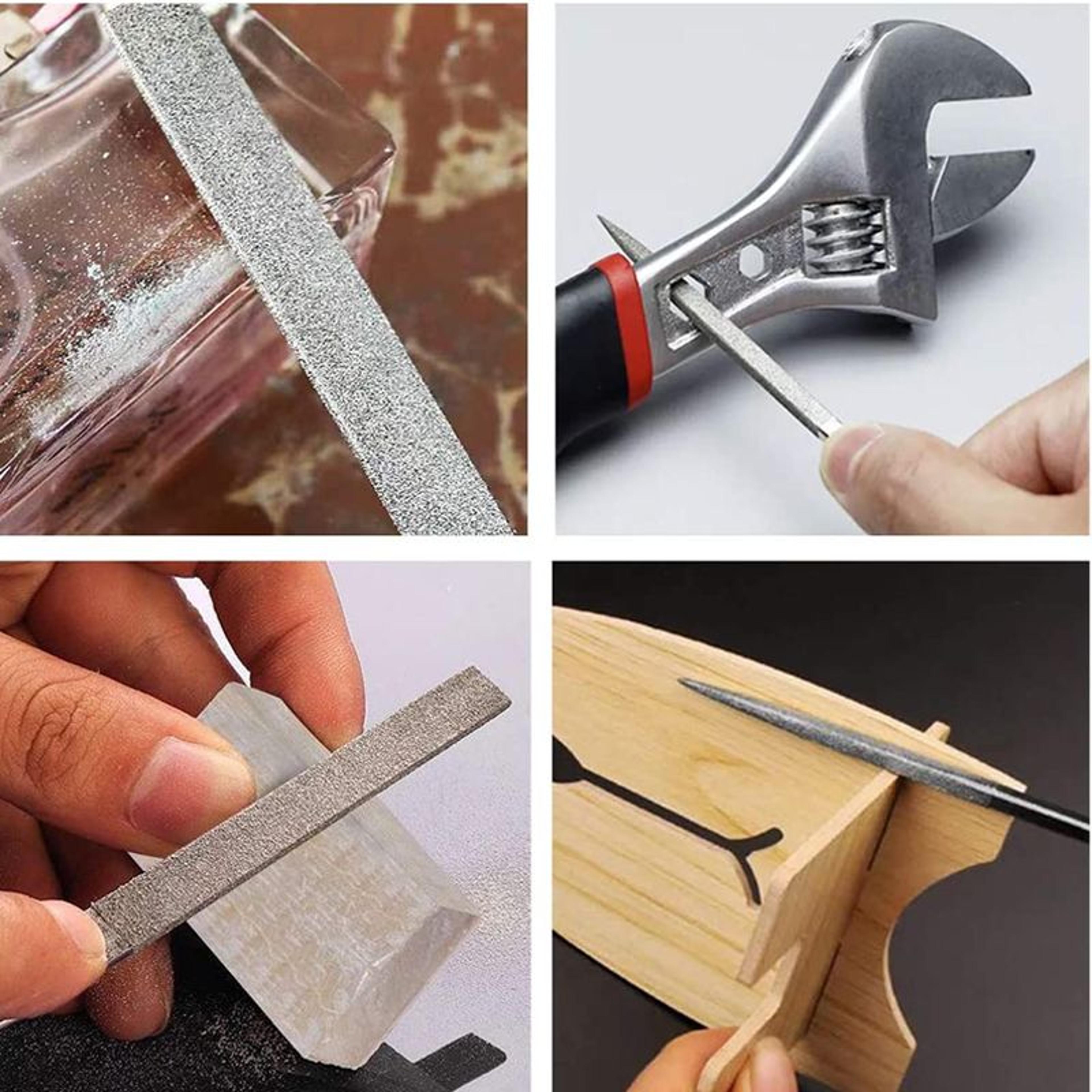 diamond needle file set 10pcs mini needle file kit for stone, glass & metal carving craft hand tools