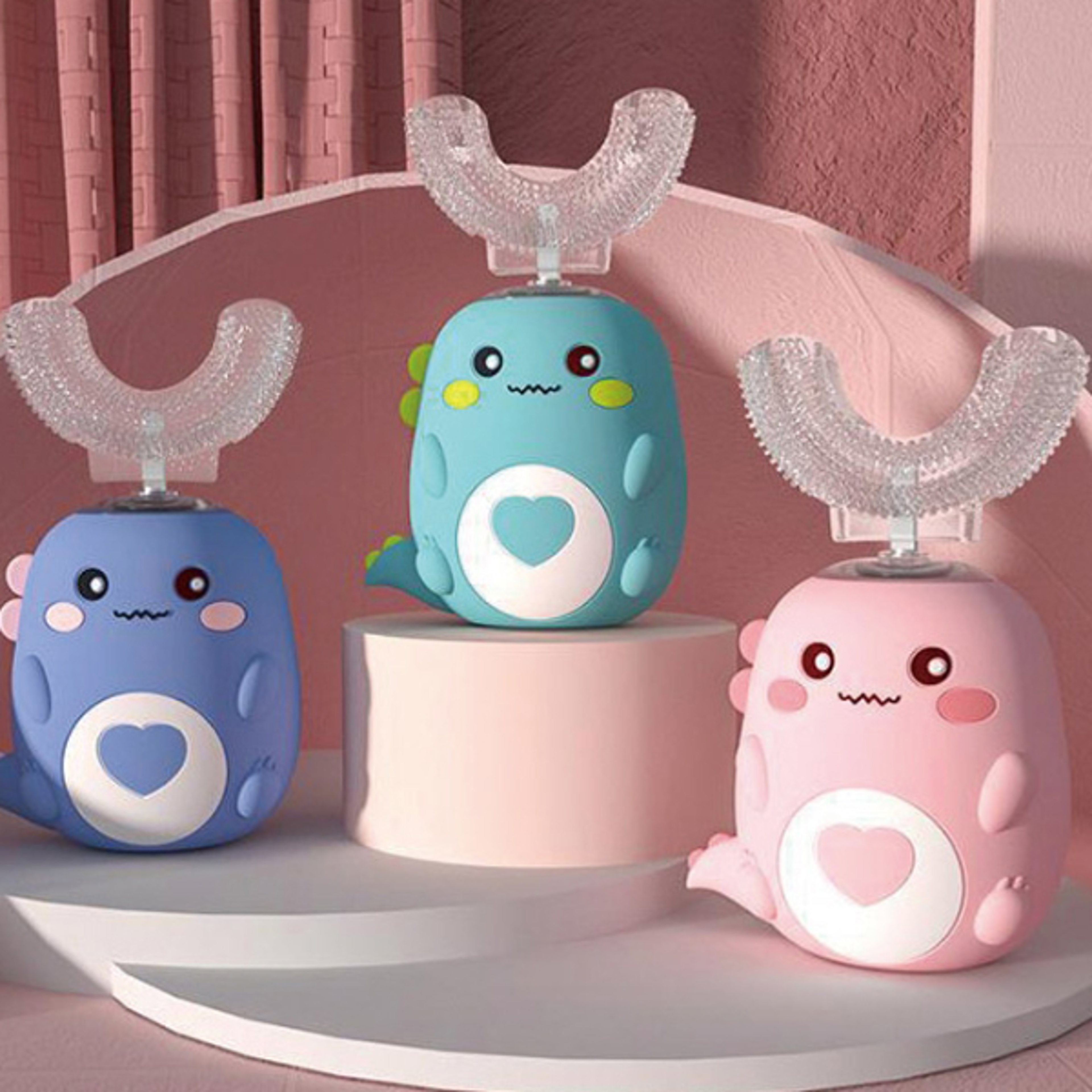 kids u shaped electric toothbrush 360 smart cartoon silicone toothbrush, rechargeable & sonic for children