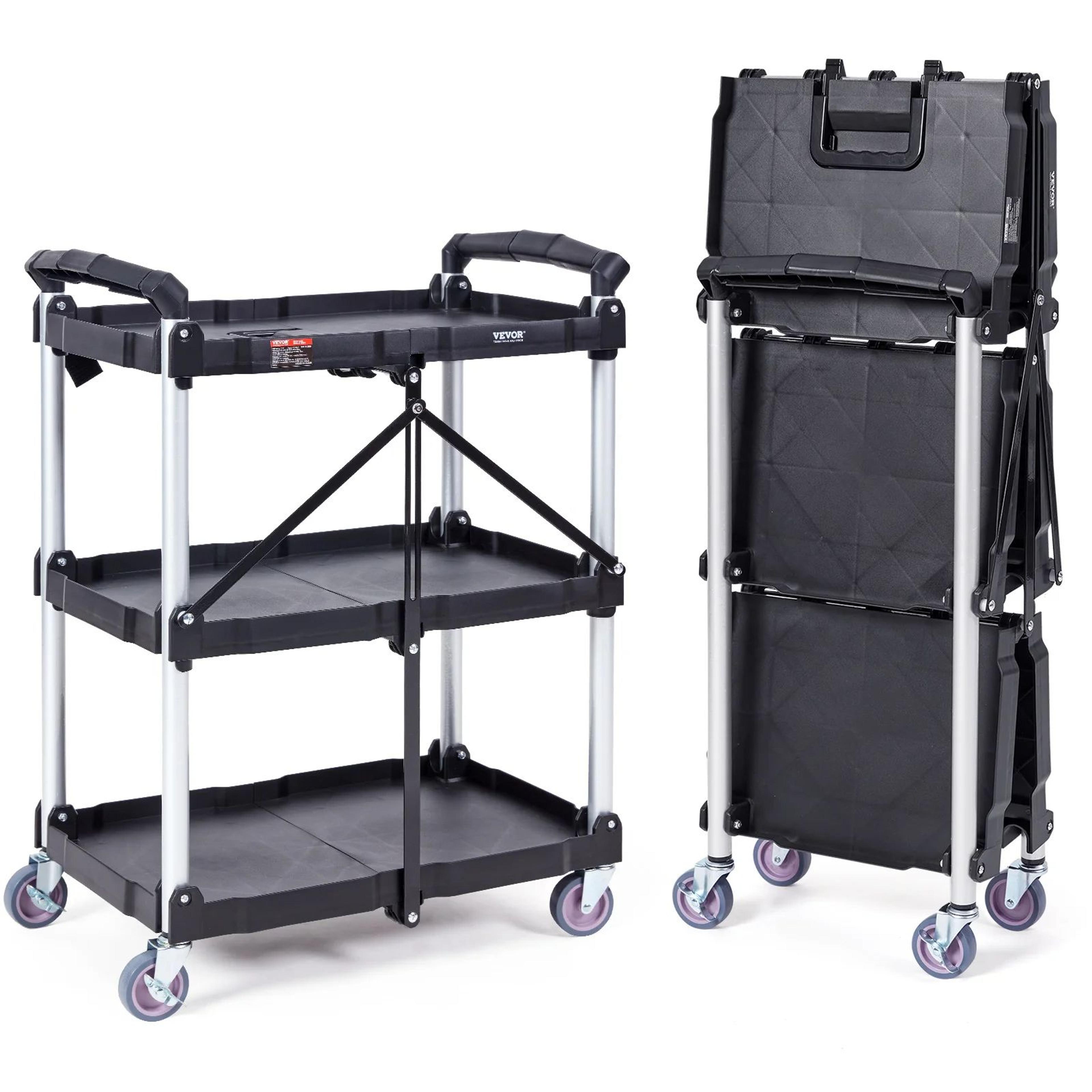vevor folding rolling utility cart storage shelf, slim slide organizer movable gap rack for kitchen, bathroom, laundry
