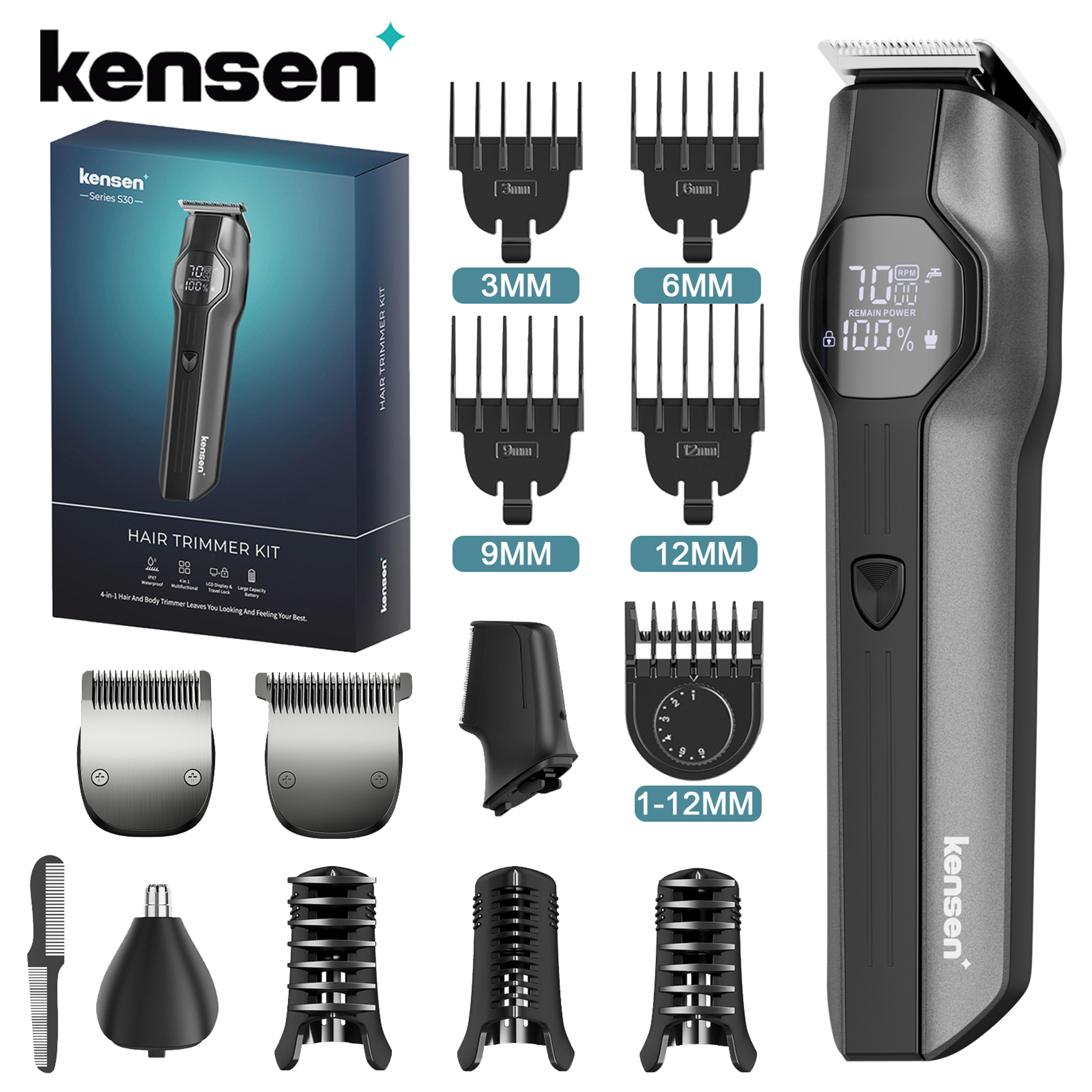 rechargeable cordless hair clipper beard nose trimmer set waterproof hair cutting machine with led display for men groom